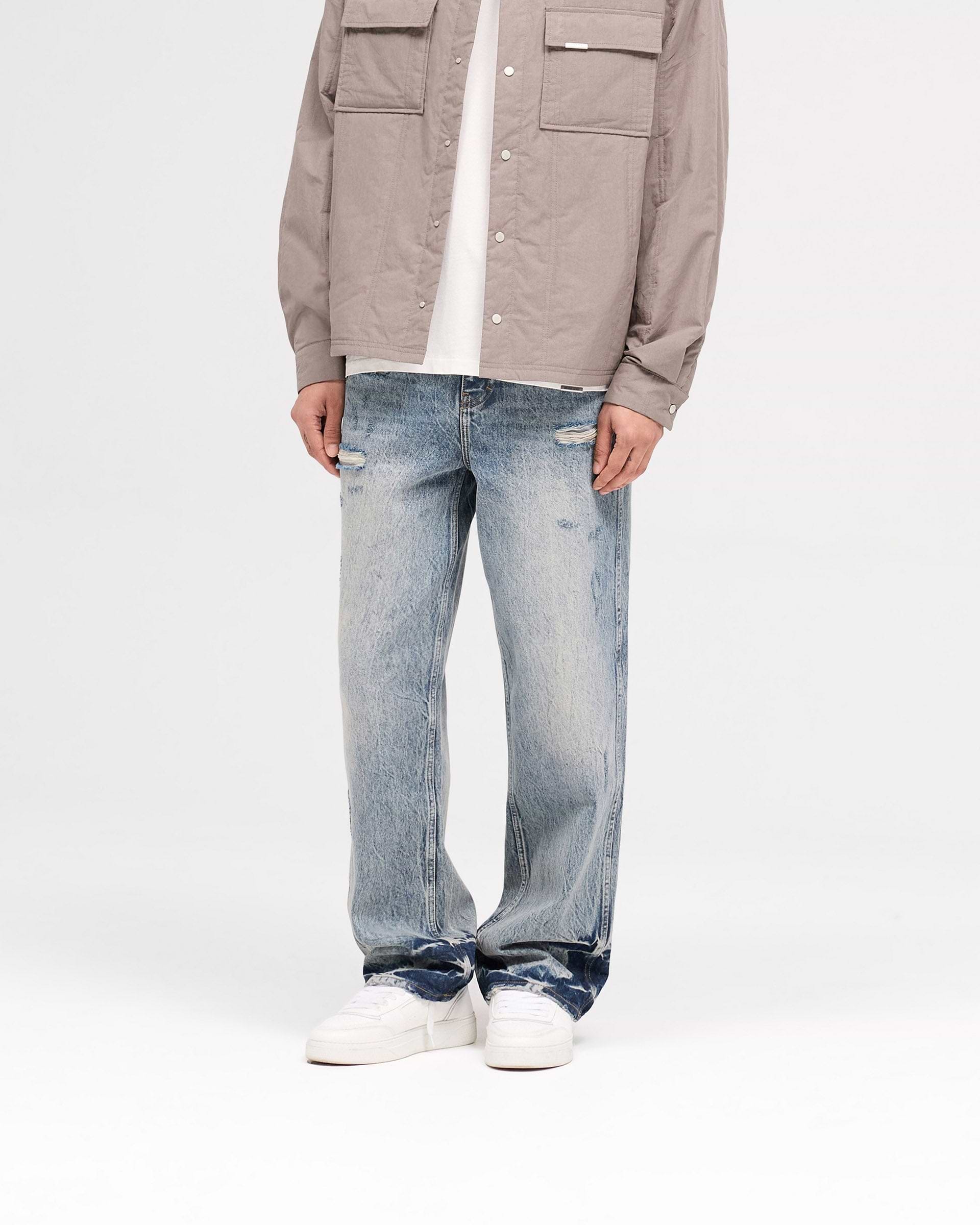R3 Distressed Baggy Denim - Blau Creme