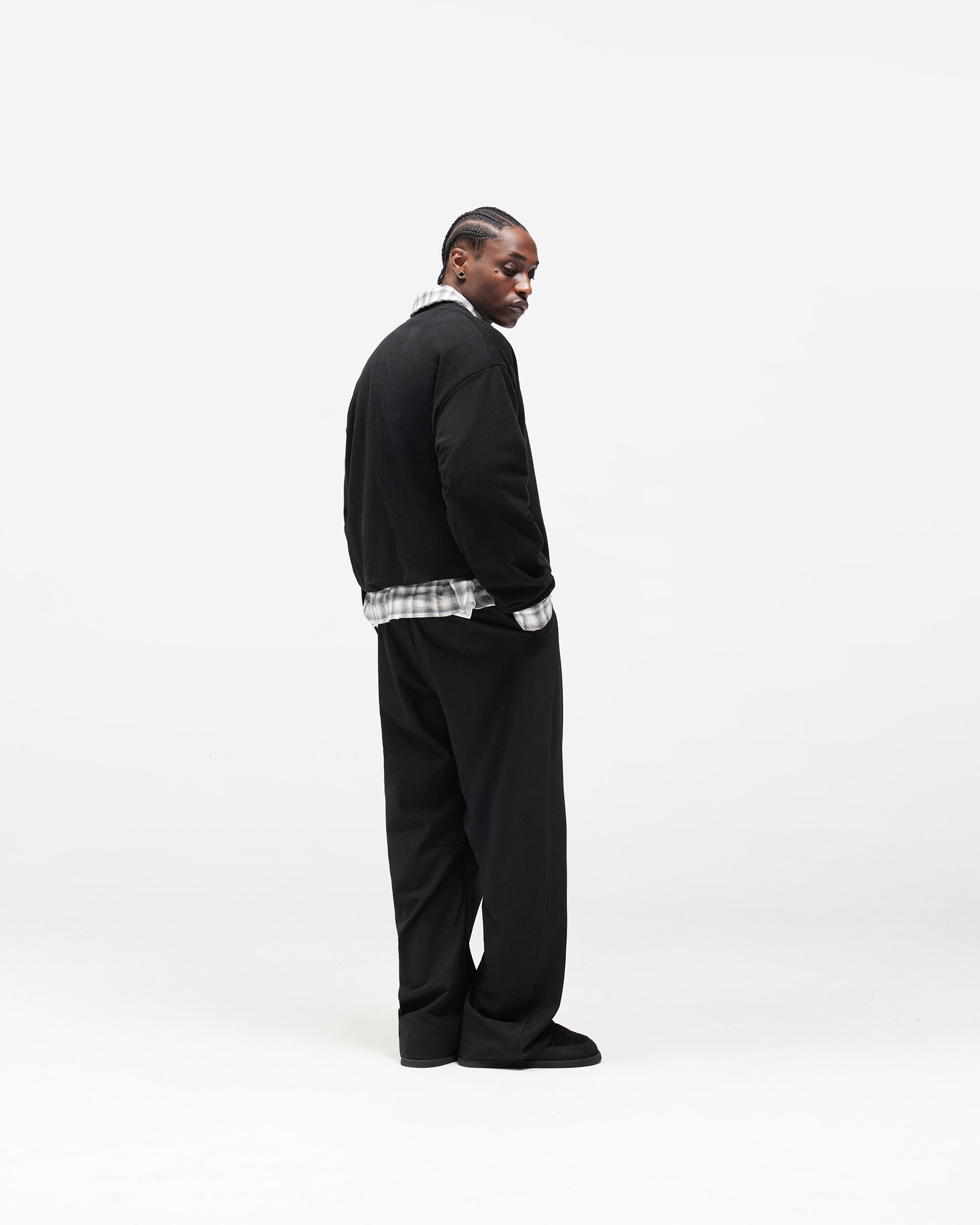 Dual Layer Script Sweater - Jet Black