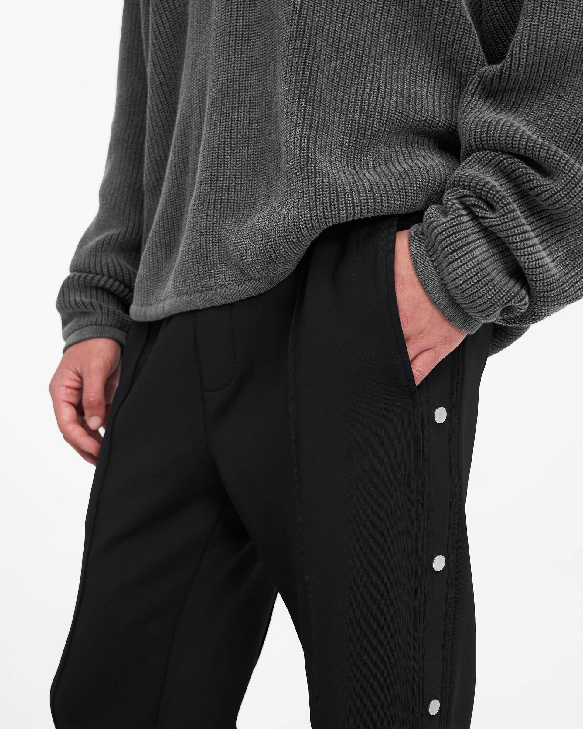 Ribbed Knit Oversized Polo - Gewaschenes Schwarz