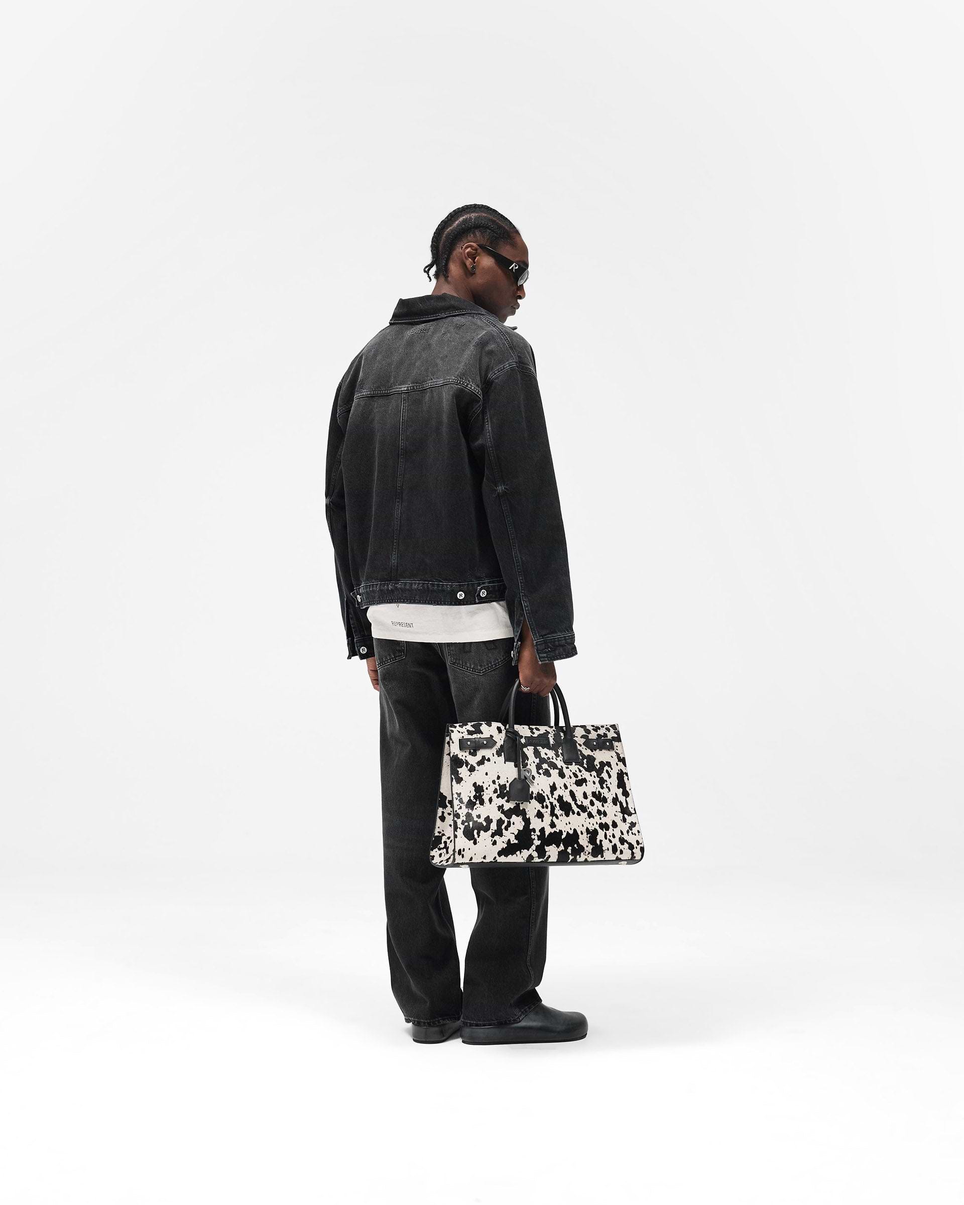 Collared Denim Jacket - Aged Black