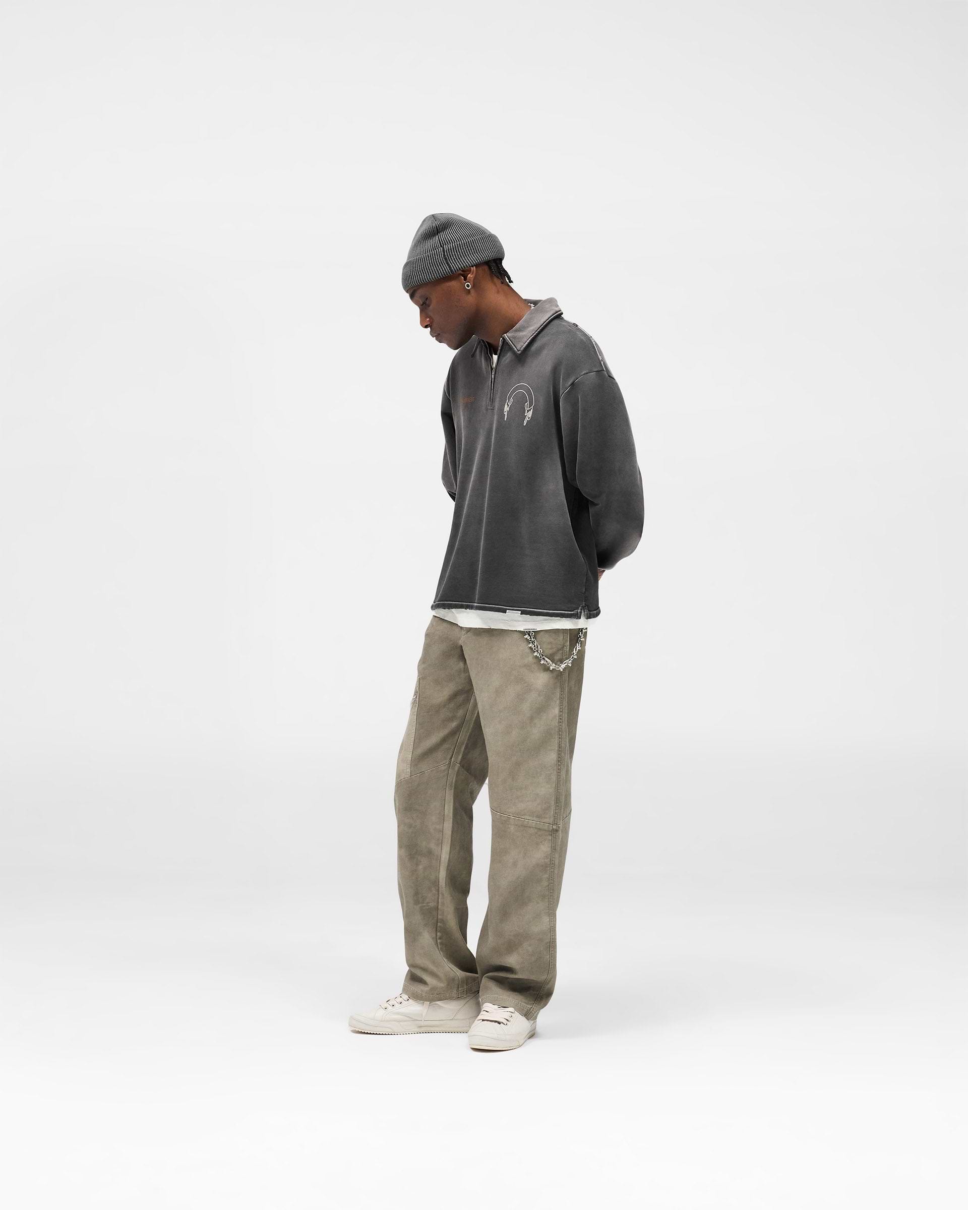 Represent Banner Quarter Zip Sweatshirt - Stained Black