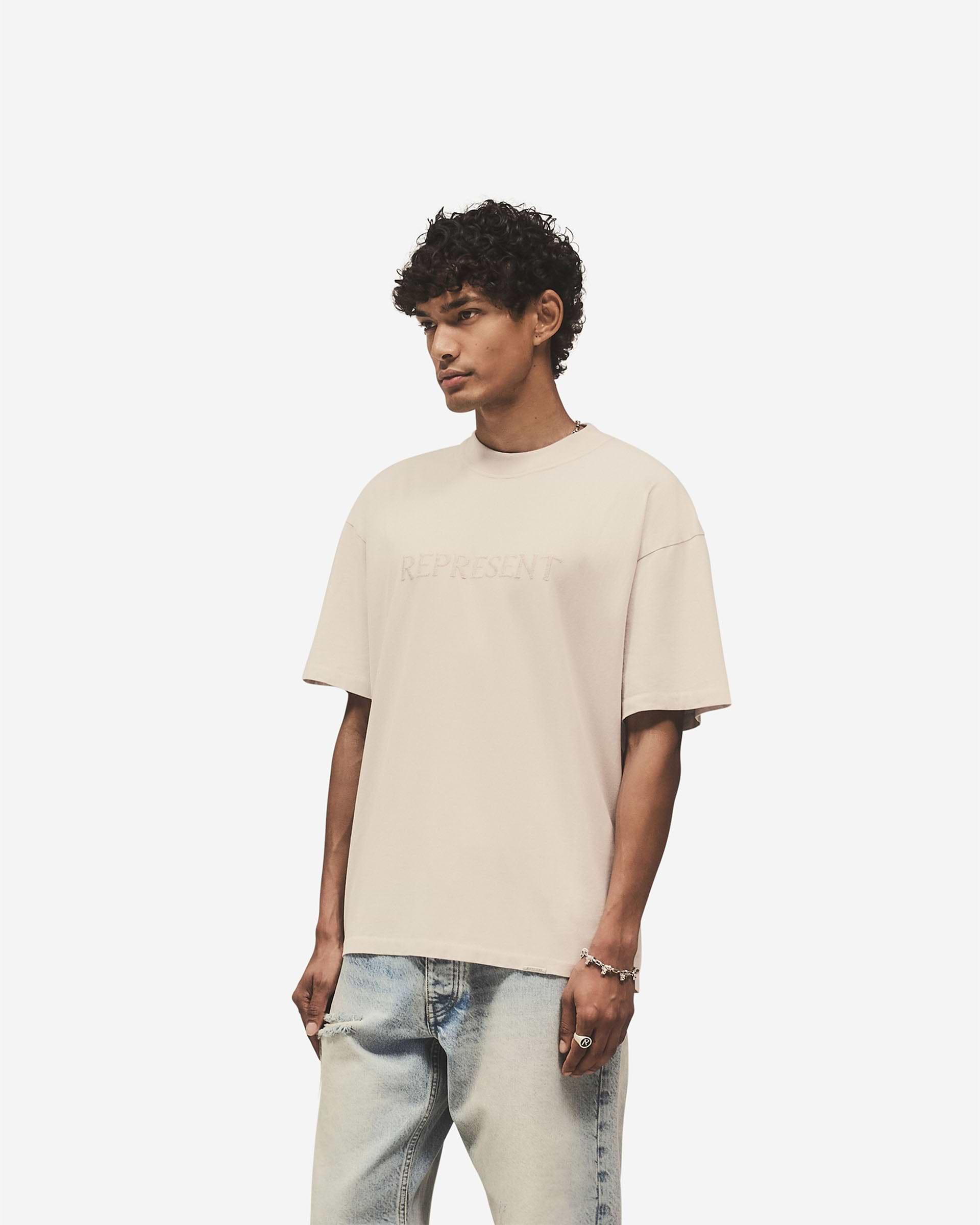 Embroidered Serif Logo T-Shirt - Beton
