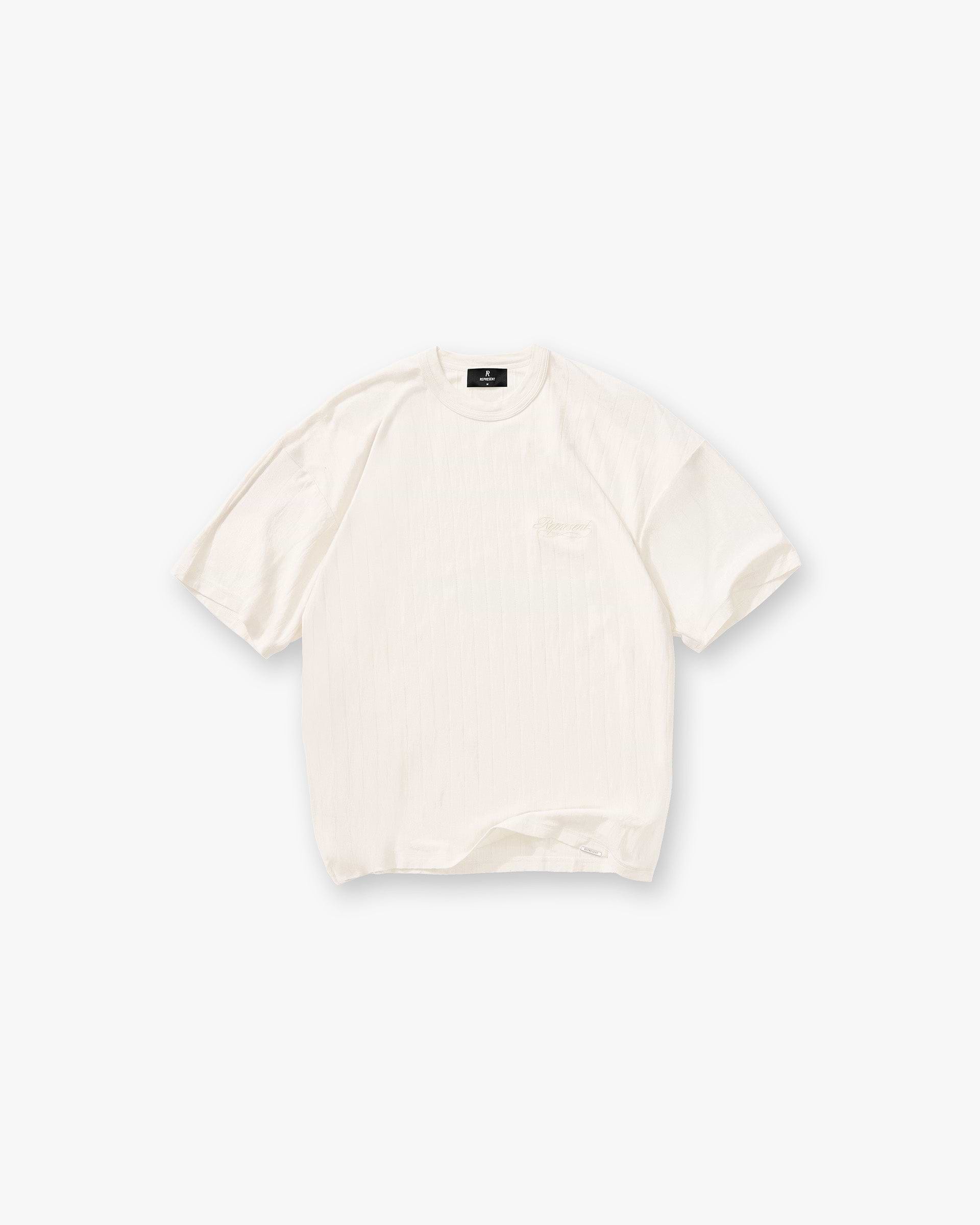 Slub Script T-Shirt - Gealtert Weiß