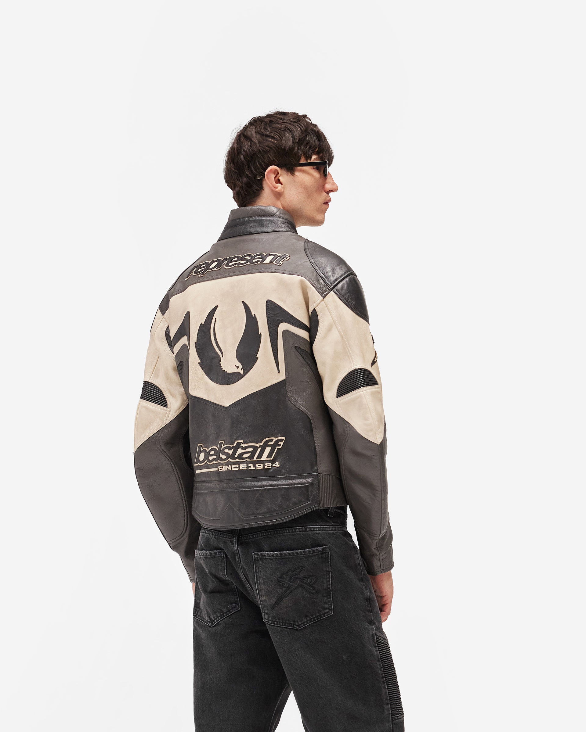 Represent X Belstaff Leather Race Jacket - Black