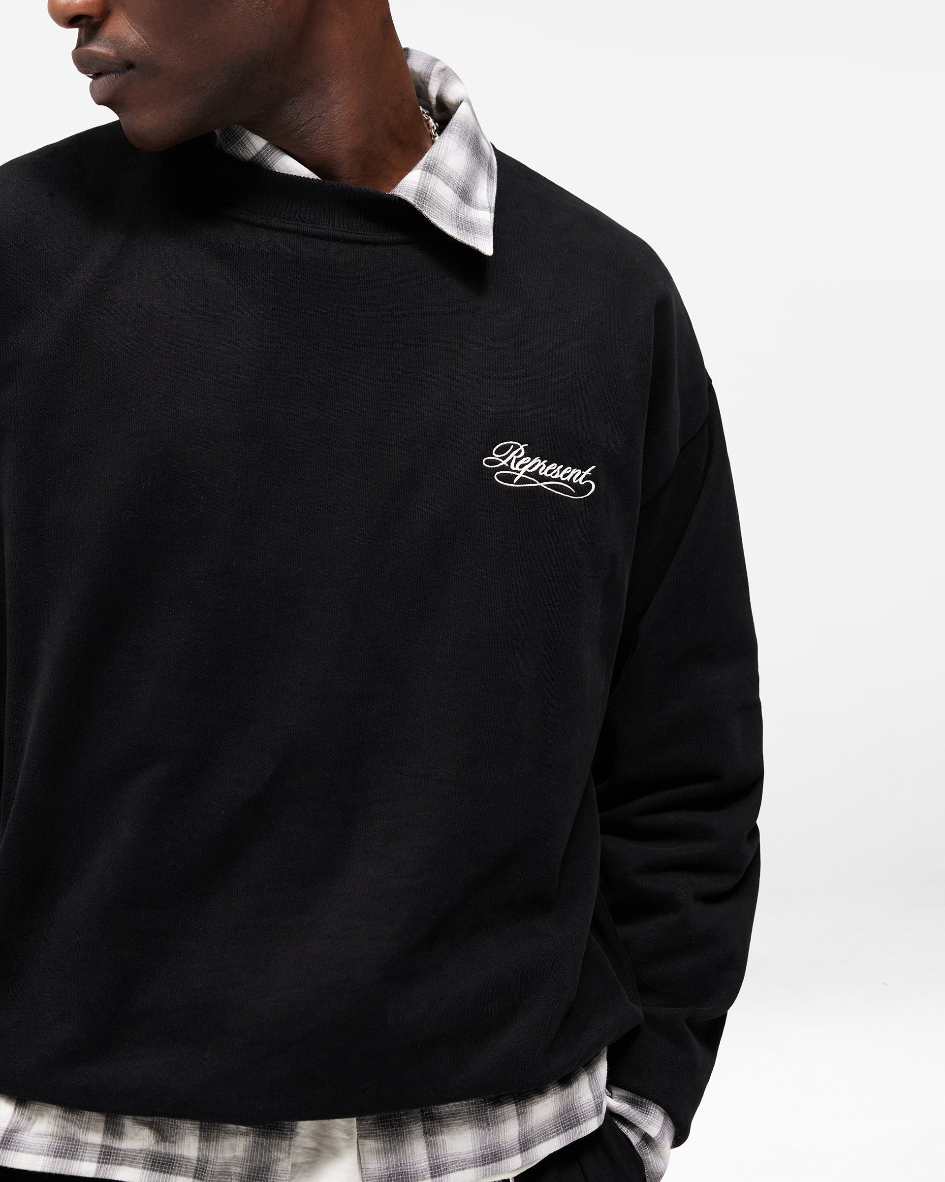 Dual Layer Script Sweater - Jet Black