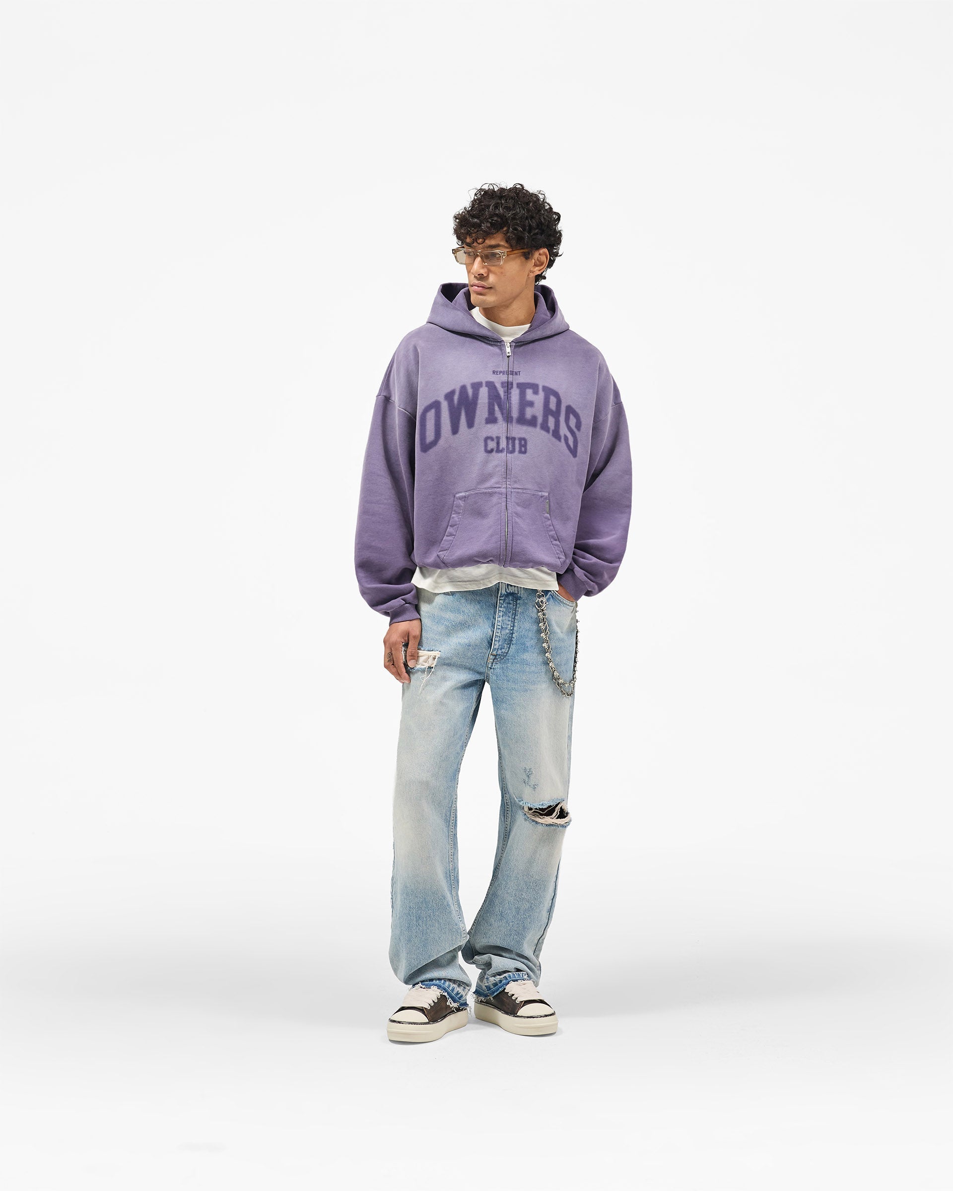 Represent Owners Club Zip Through Hoodie - Deep Purple
