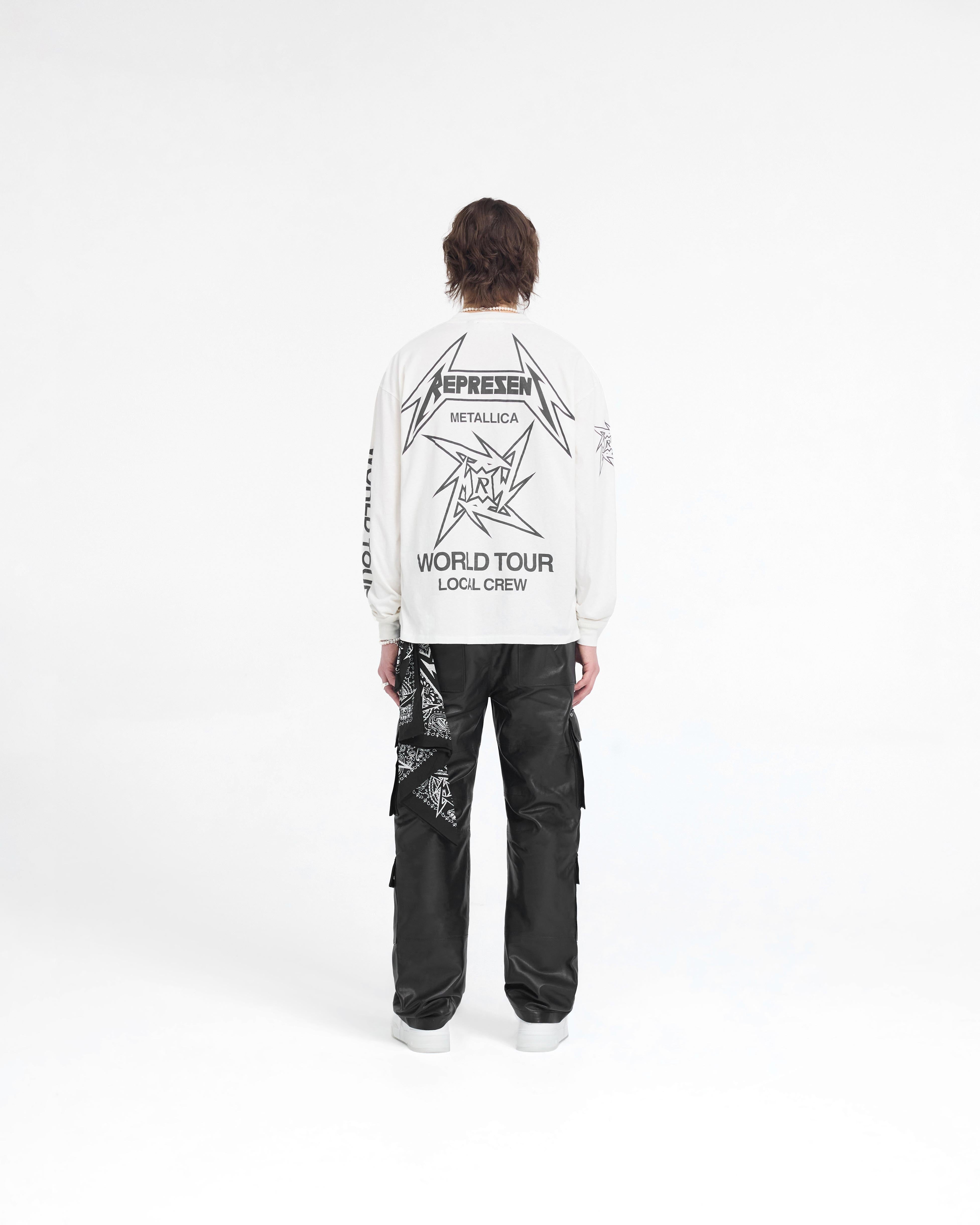 Represent X Metallica Local Crew Langarm T-Shirt – Cremeweiss