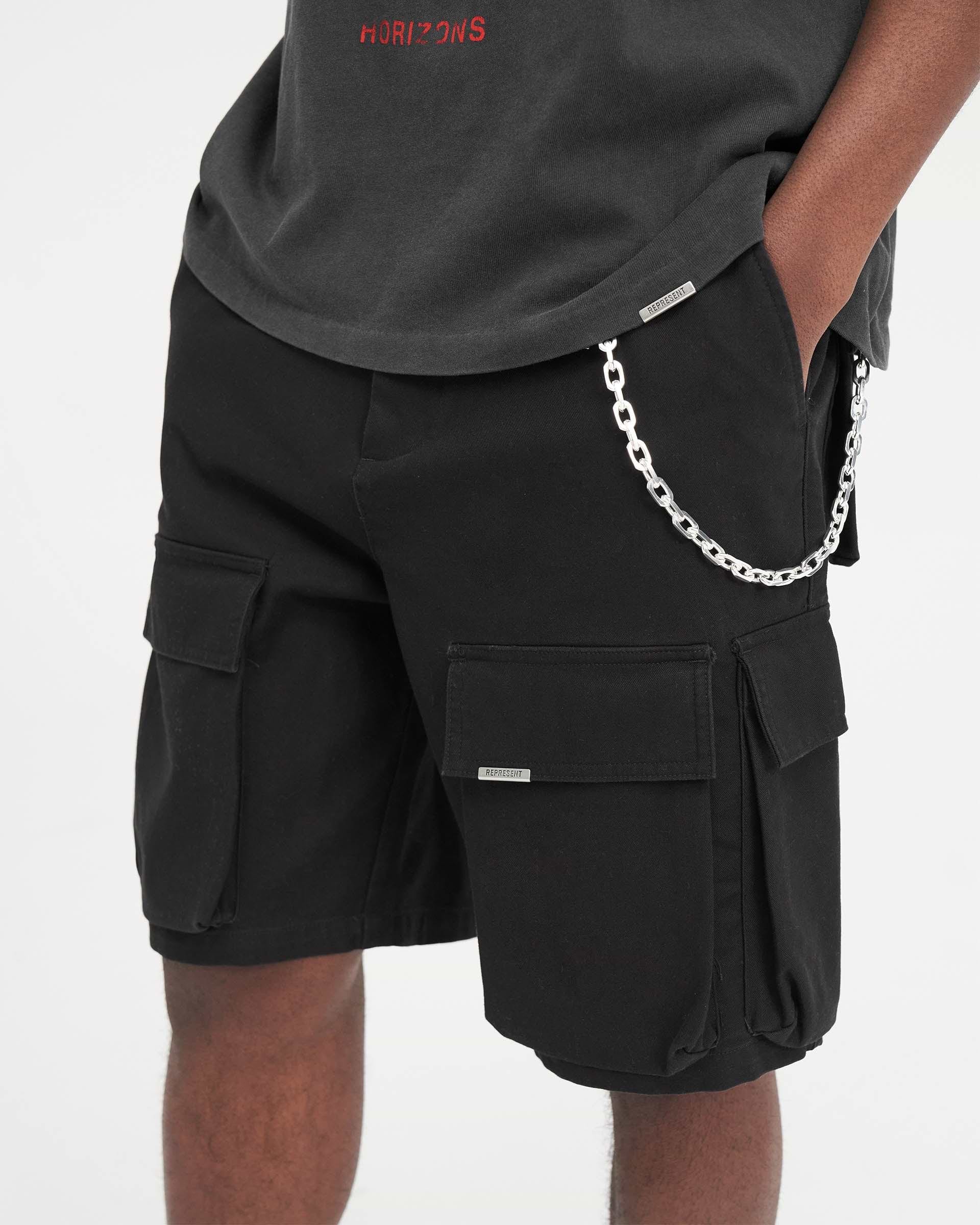 Short Cargo Holgado de Algodón - Negro