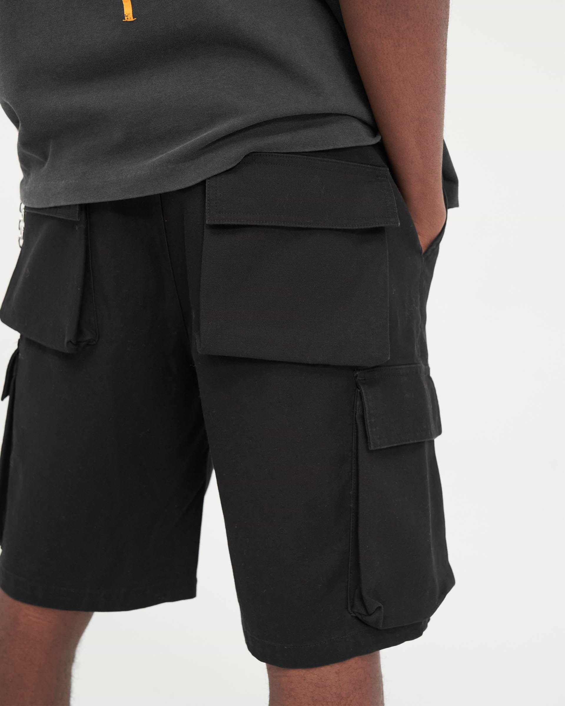 Short Cargo Holgado de Algodón - Negro