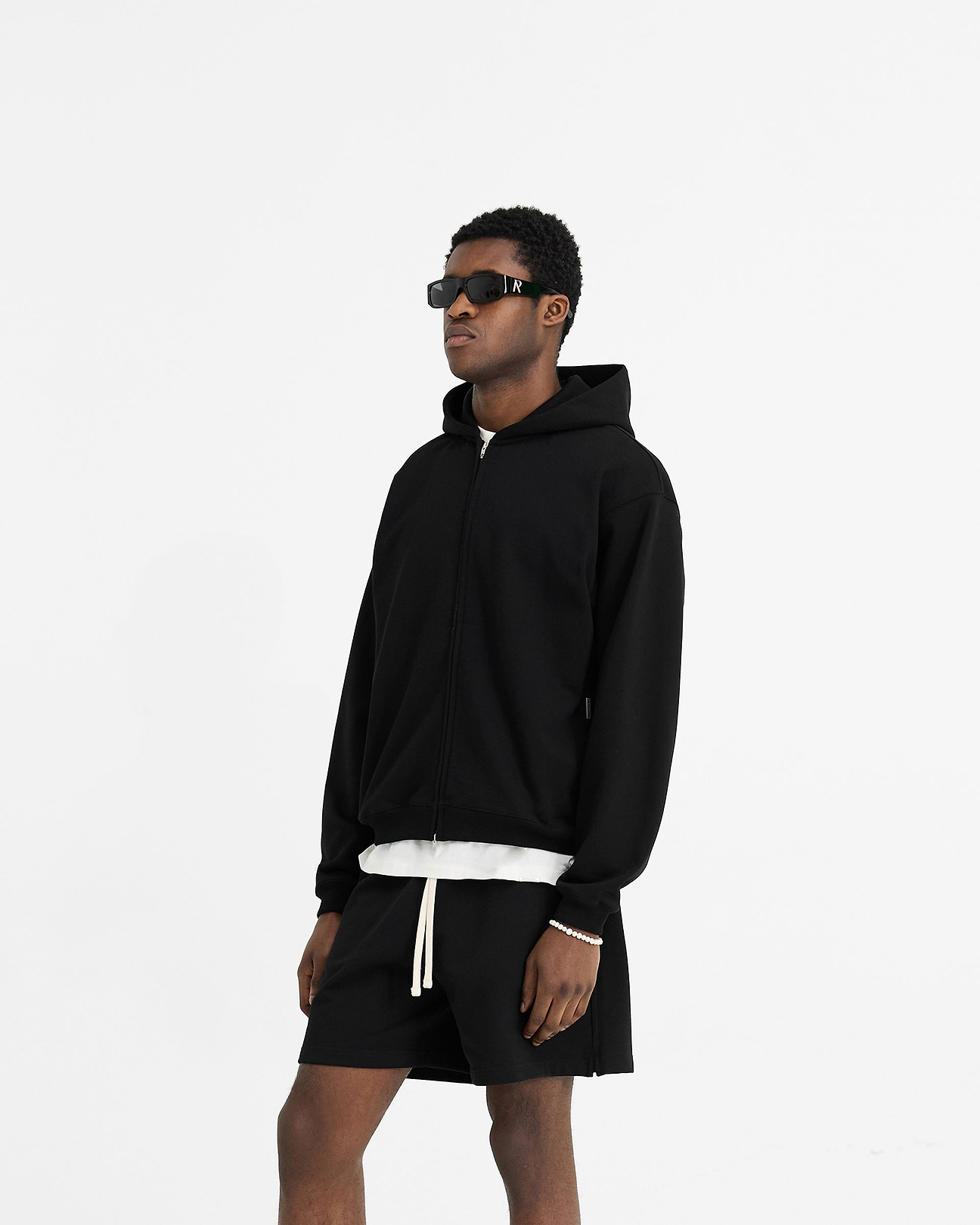 Black Initial Oversize Zip Hoodie | Mens Hoodies | REPRESENT