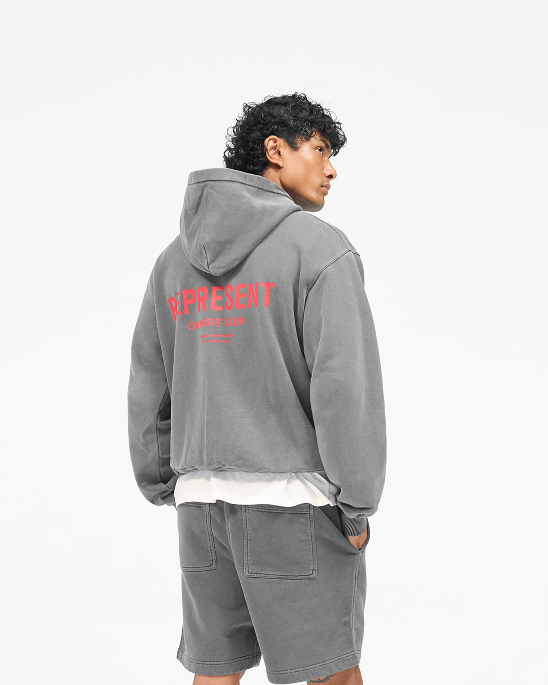 Represent Owners Club Zip Hoodie - Washed Black