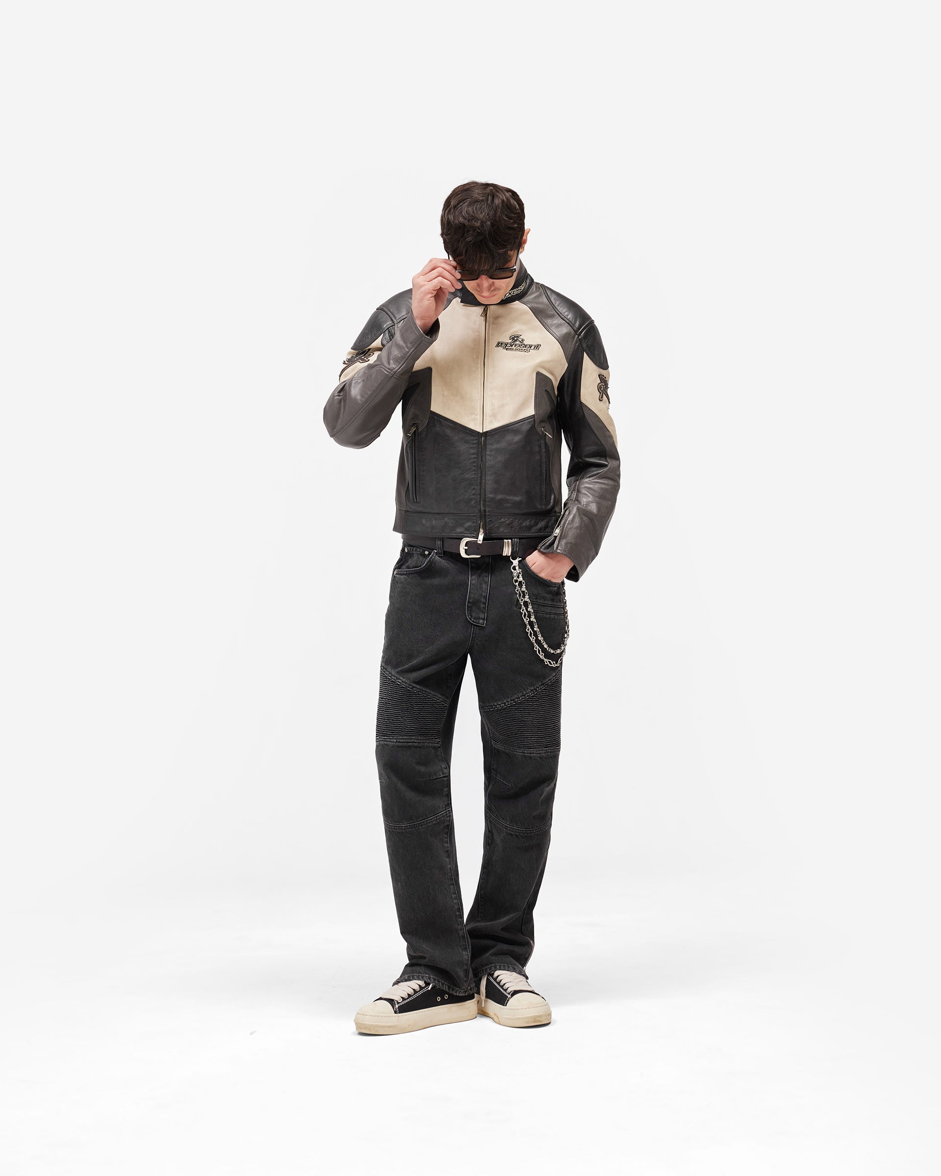 Represent X Belstaff Leather Race Jacket - Black