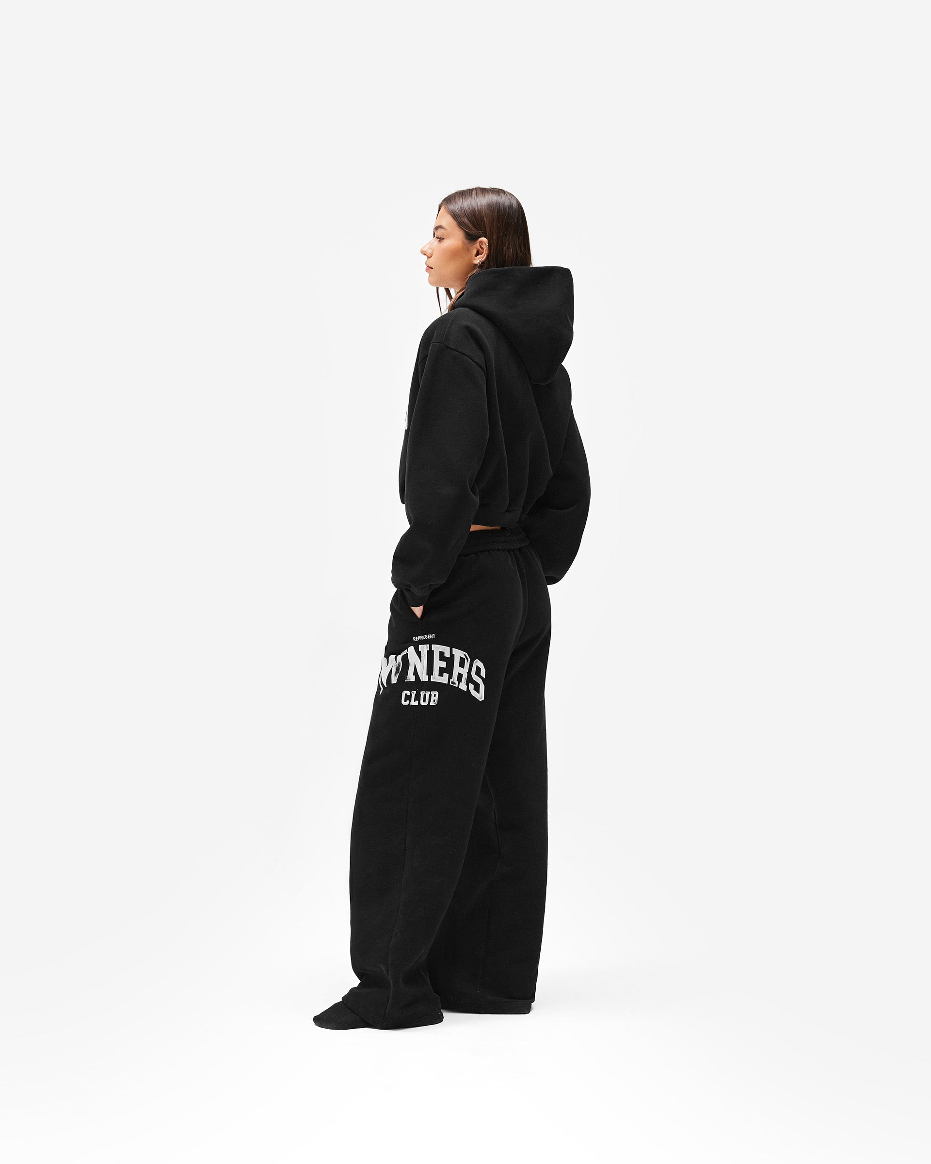Represent Owners Club Zip Through Hoodie - Jet Black