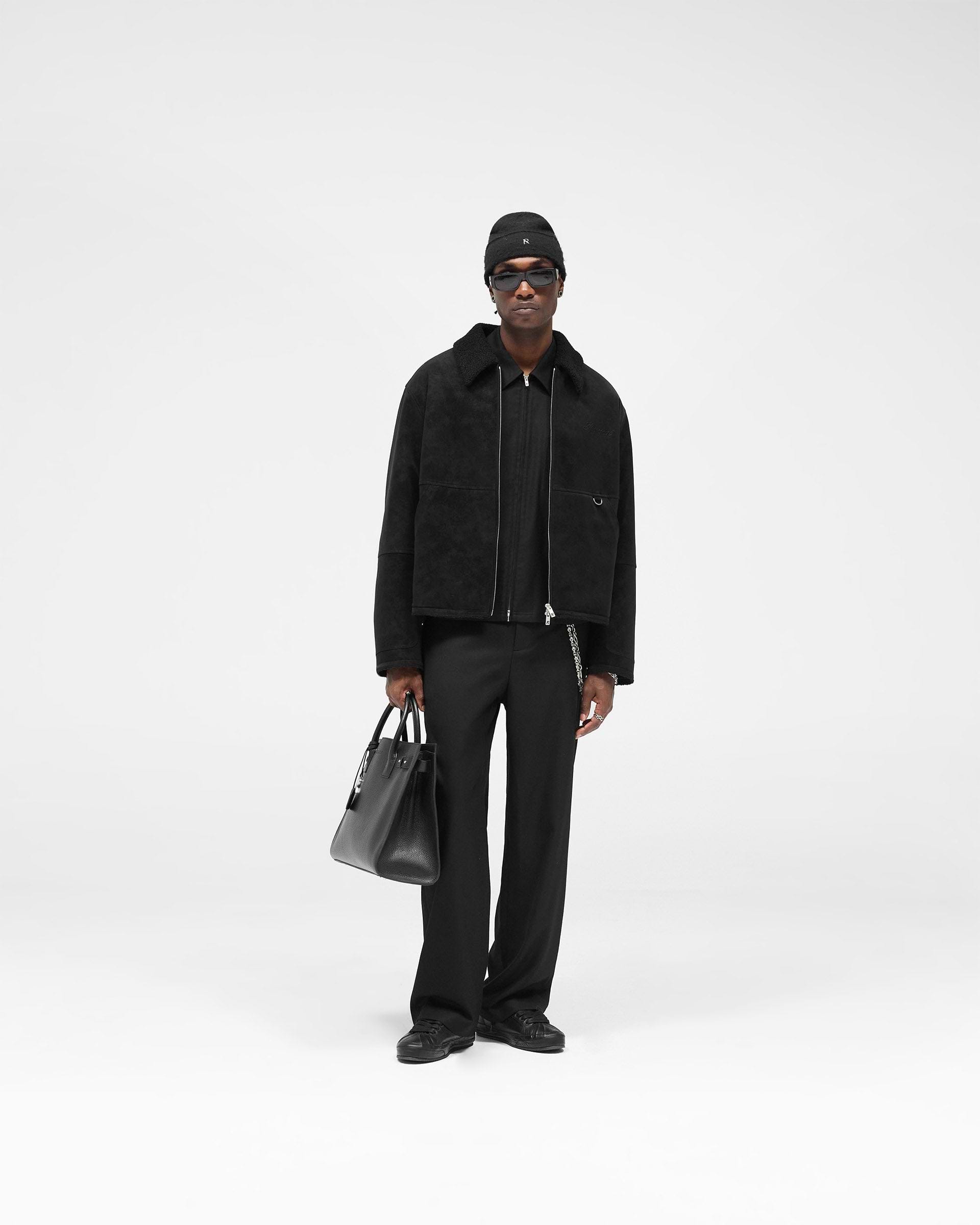 Faux Shearling Jacket - Jet Black