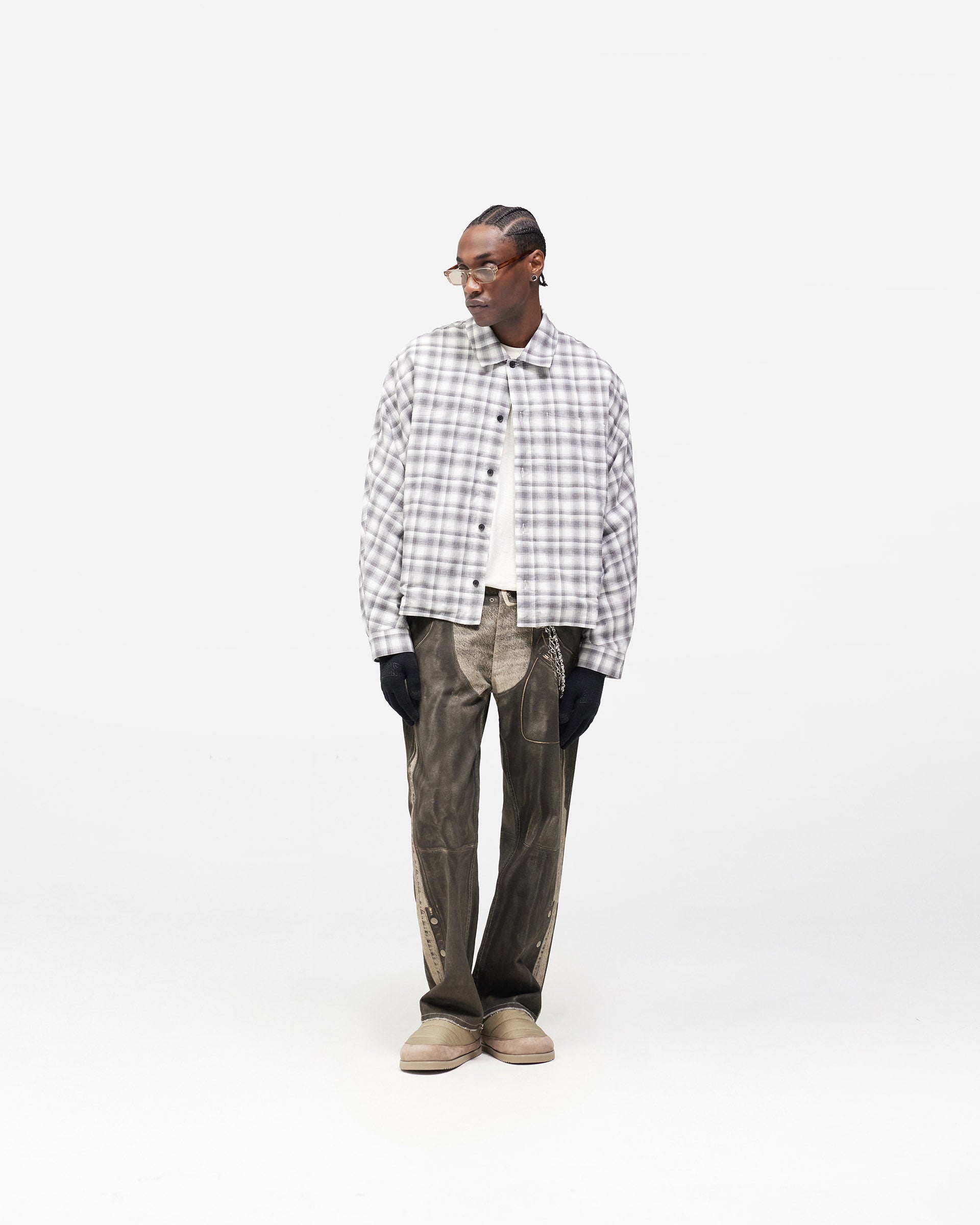 Arch Flannel Shirt - Flat White Jet Black