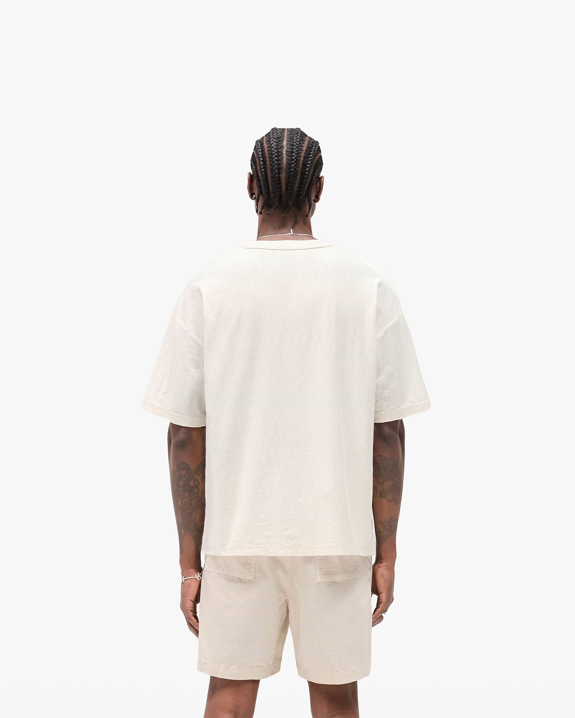 Slub Script T-Shirt - Gealtert Weiß