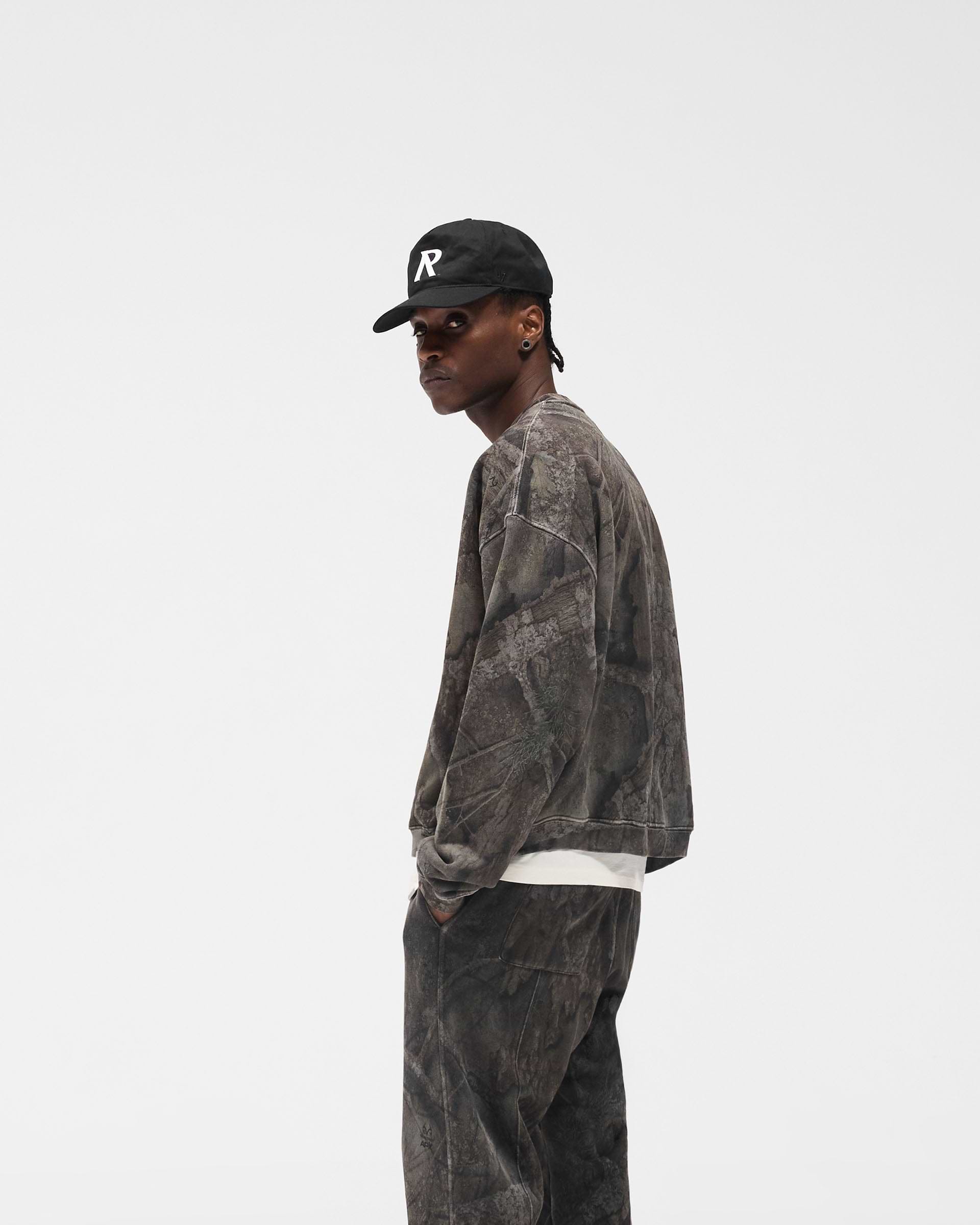 Initial Overdye Realtree® Boxy Sweater - Overdyed Black