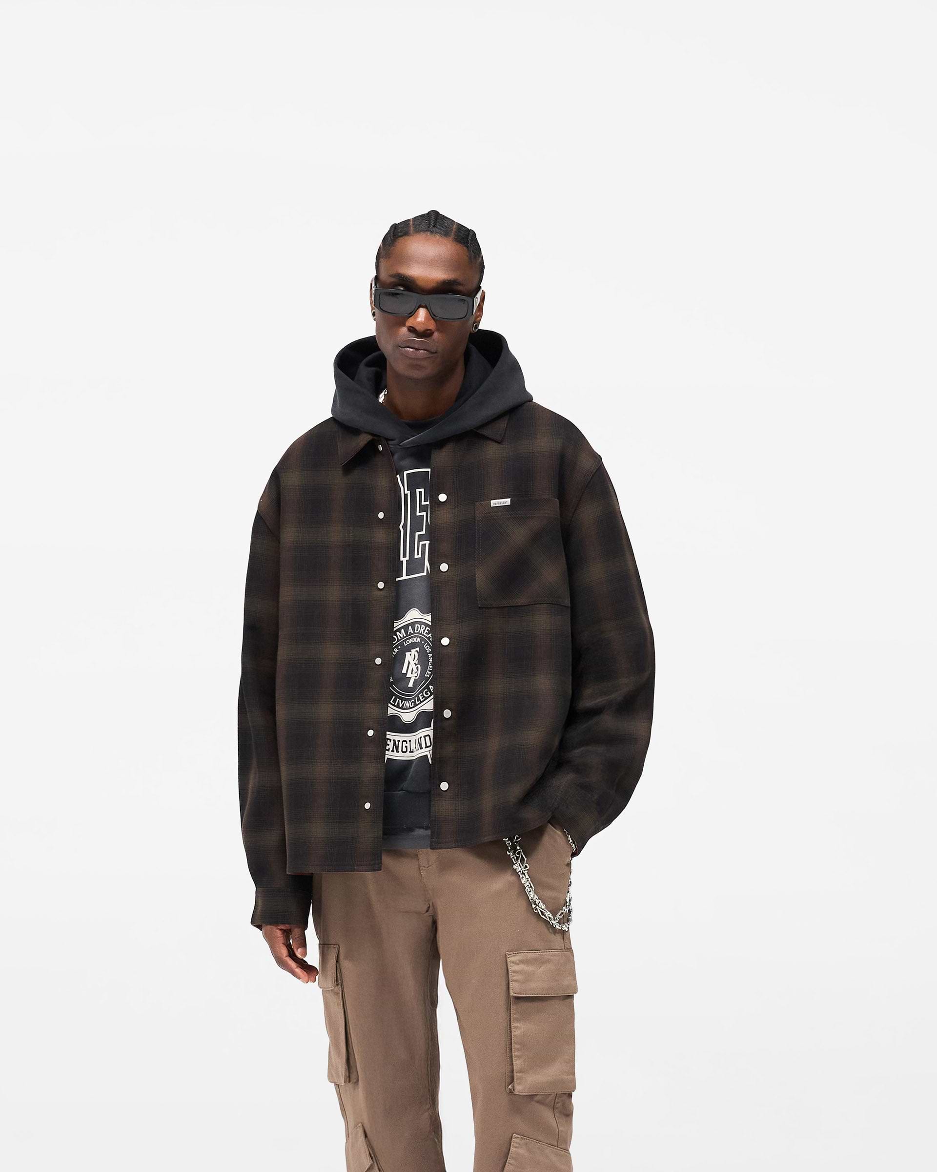 Bonded Reversible Check Shirt - Nero