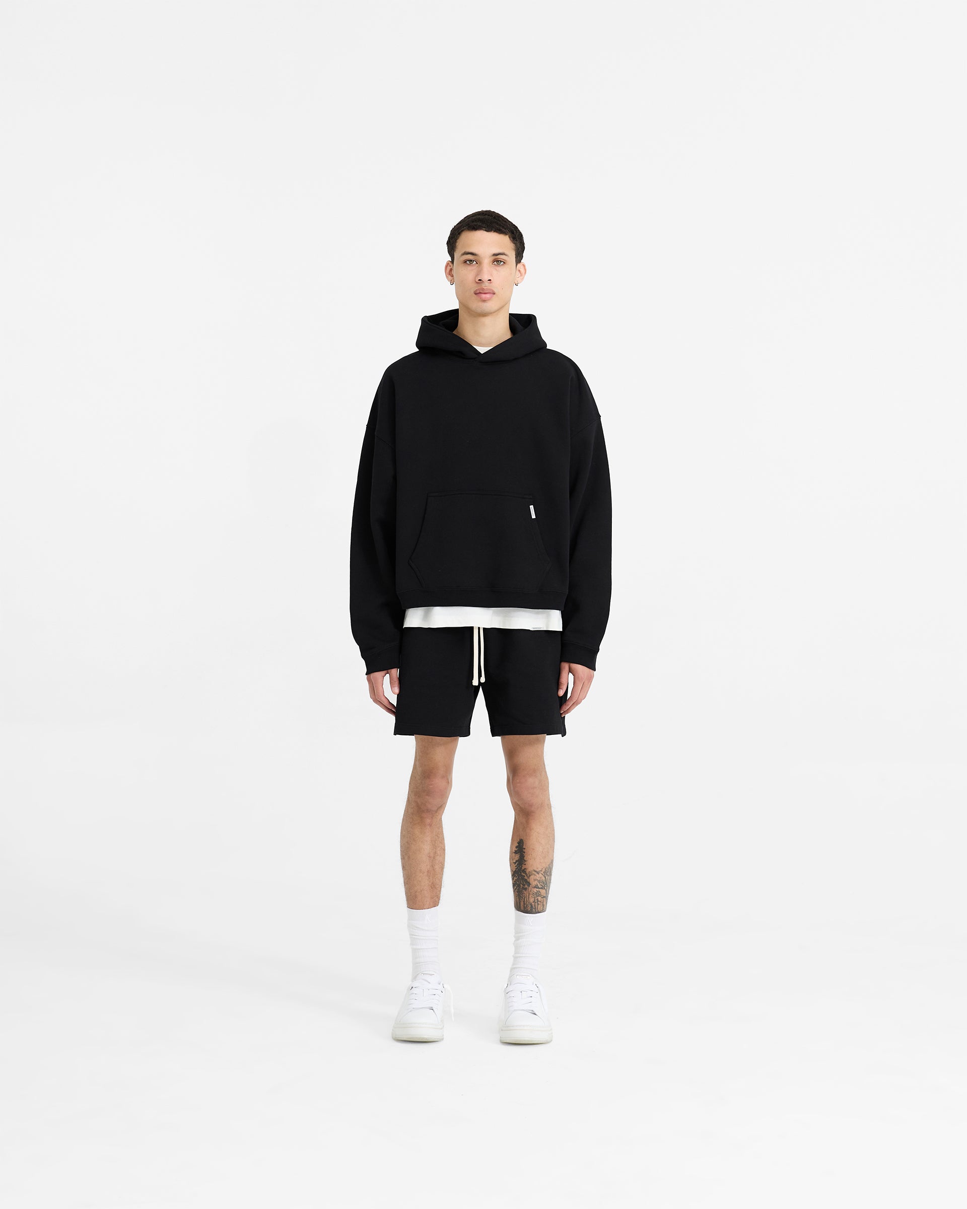 Initial Boxy Hoodie - Jet Black