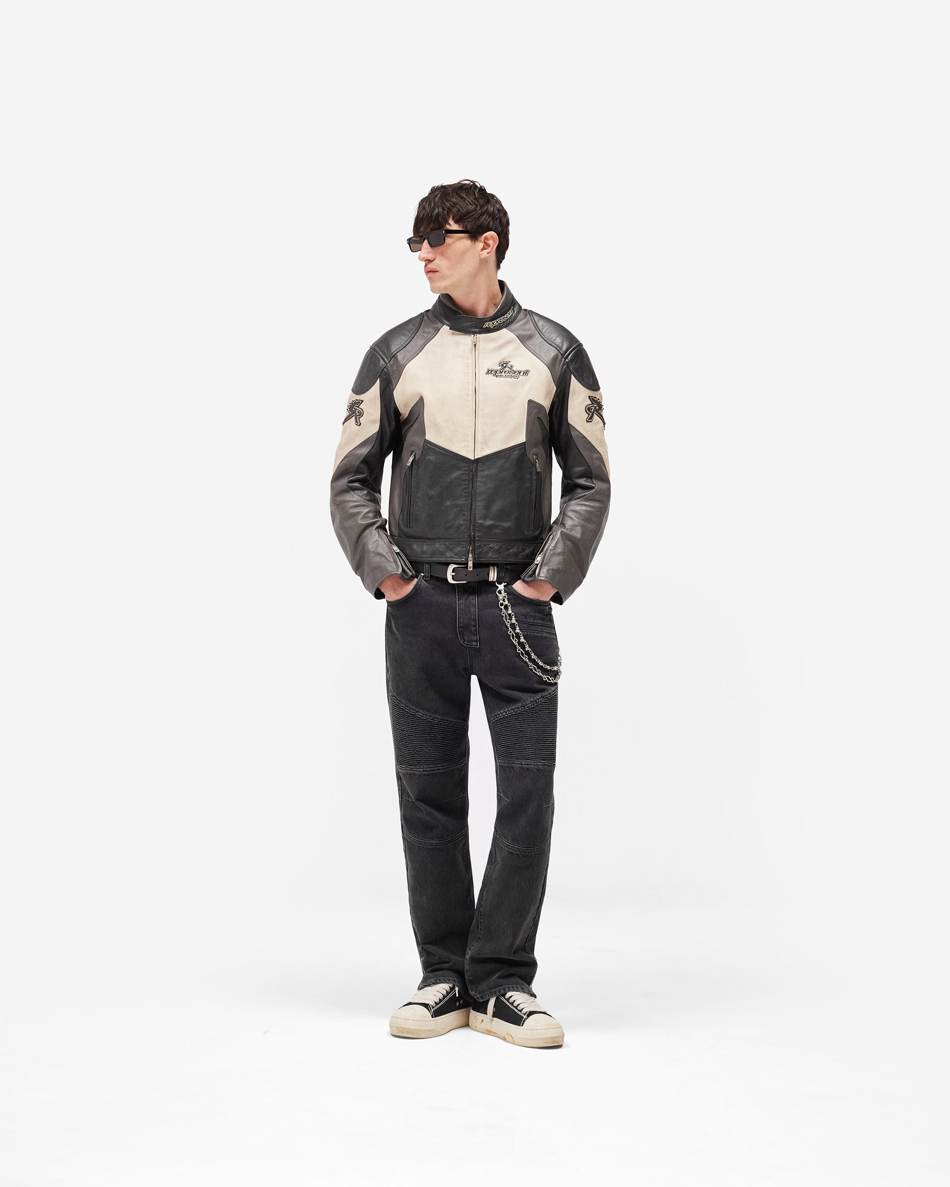 Represent X Belstaff Leather Race Jacket - Black