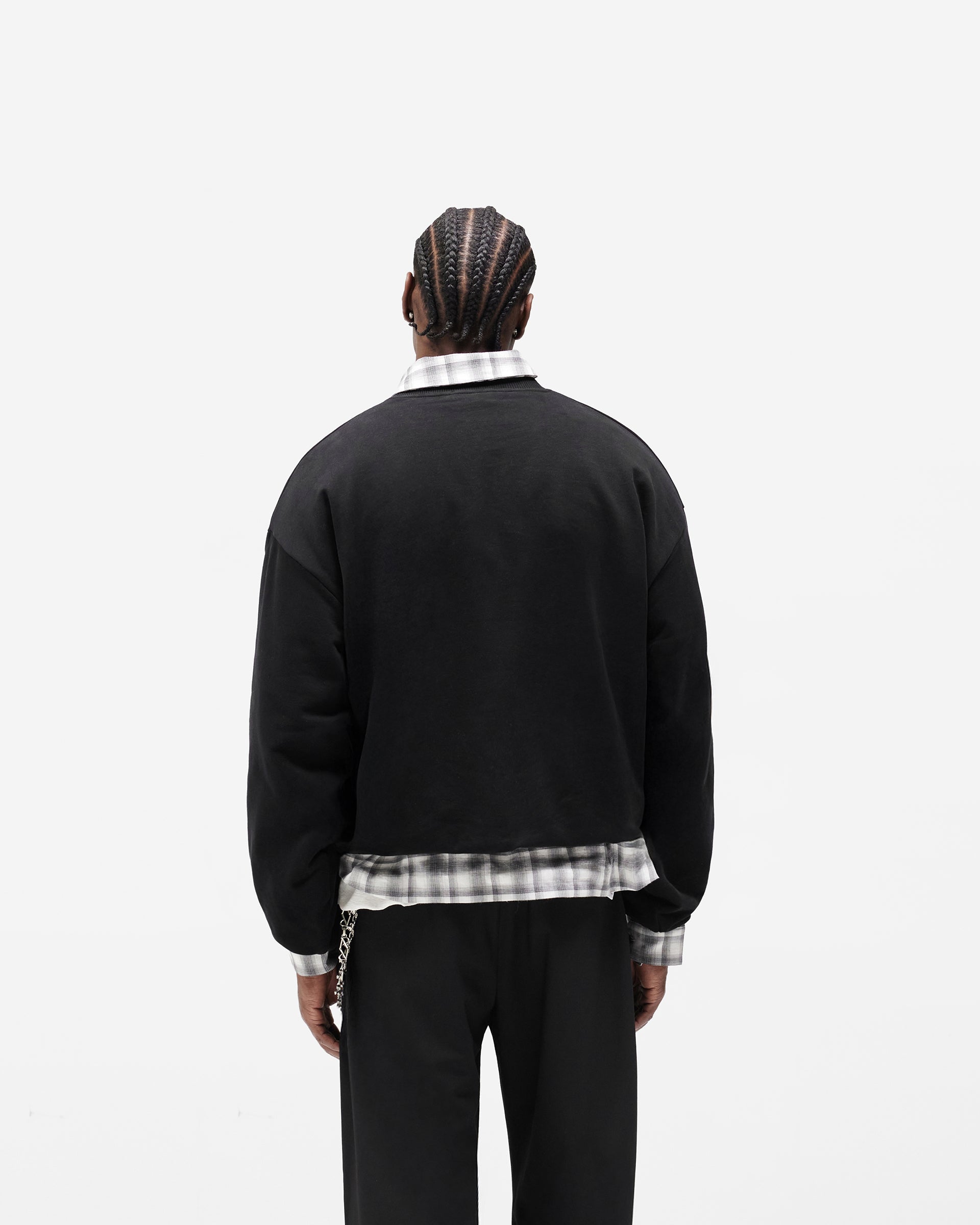 Dual Layer Script Sweater - Jet Black