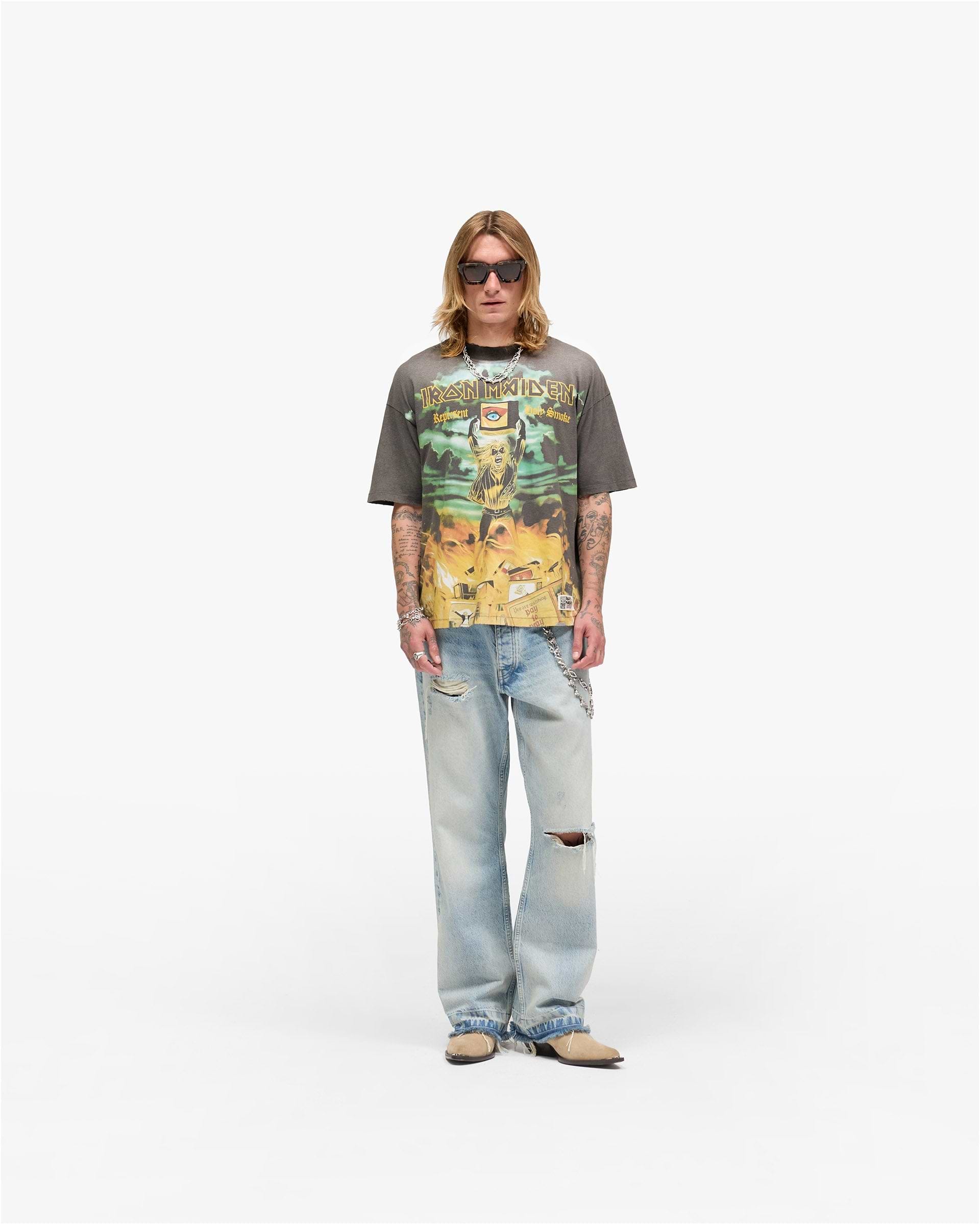 Represent X Iron Maiden Holy Smoke T-Shirt - Sonnenverblasst Grau