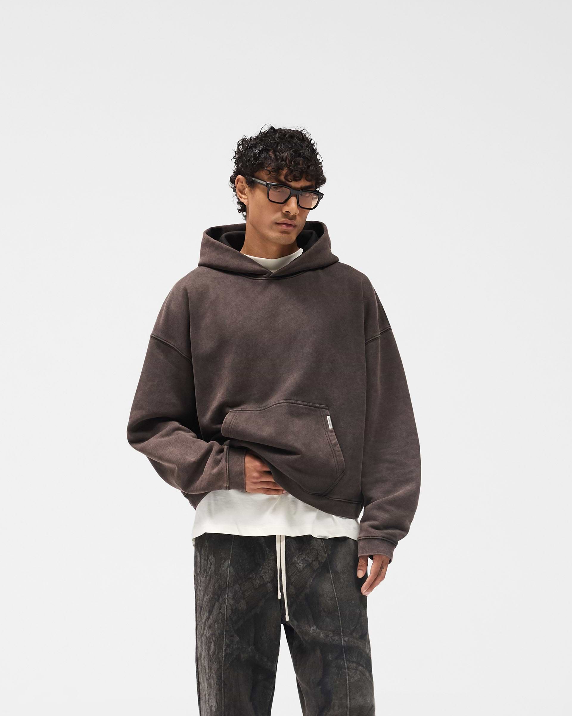 Initial Boxy Hoodie - Coffee