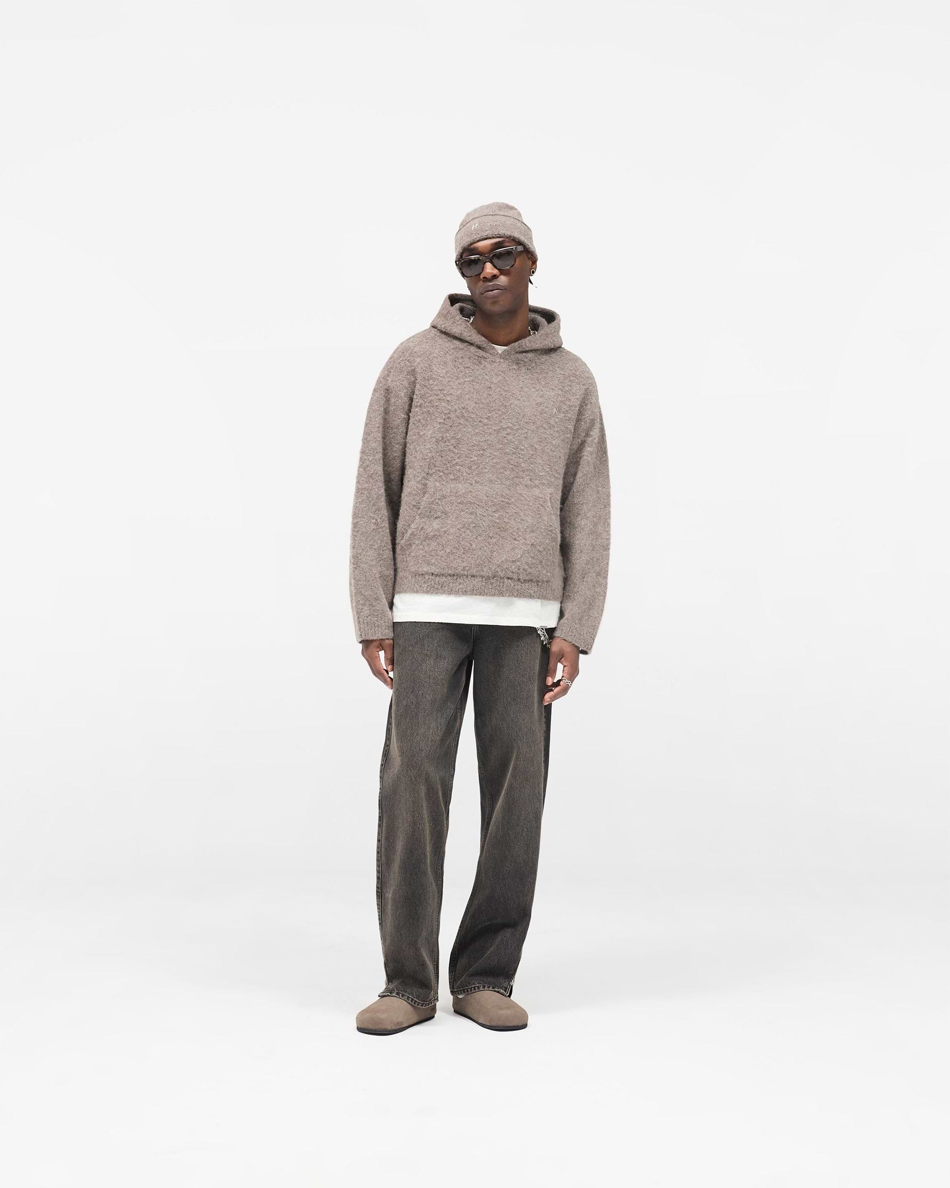 Textured Borg Hoodie - Nero
