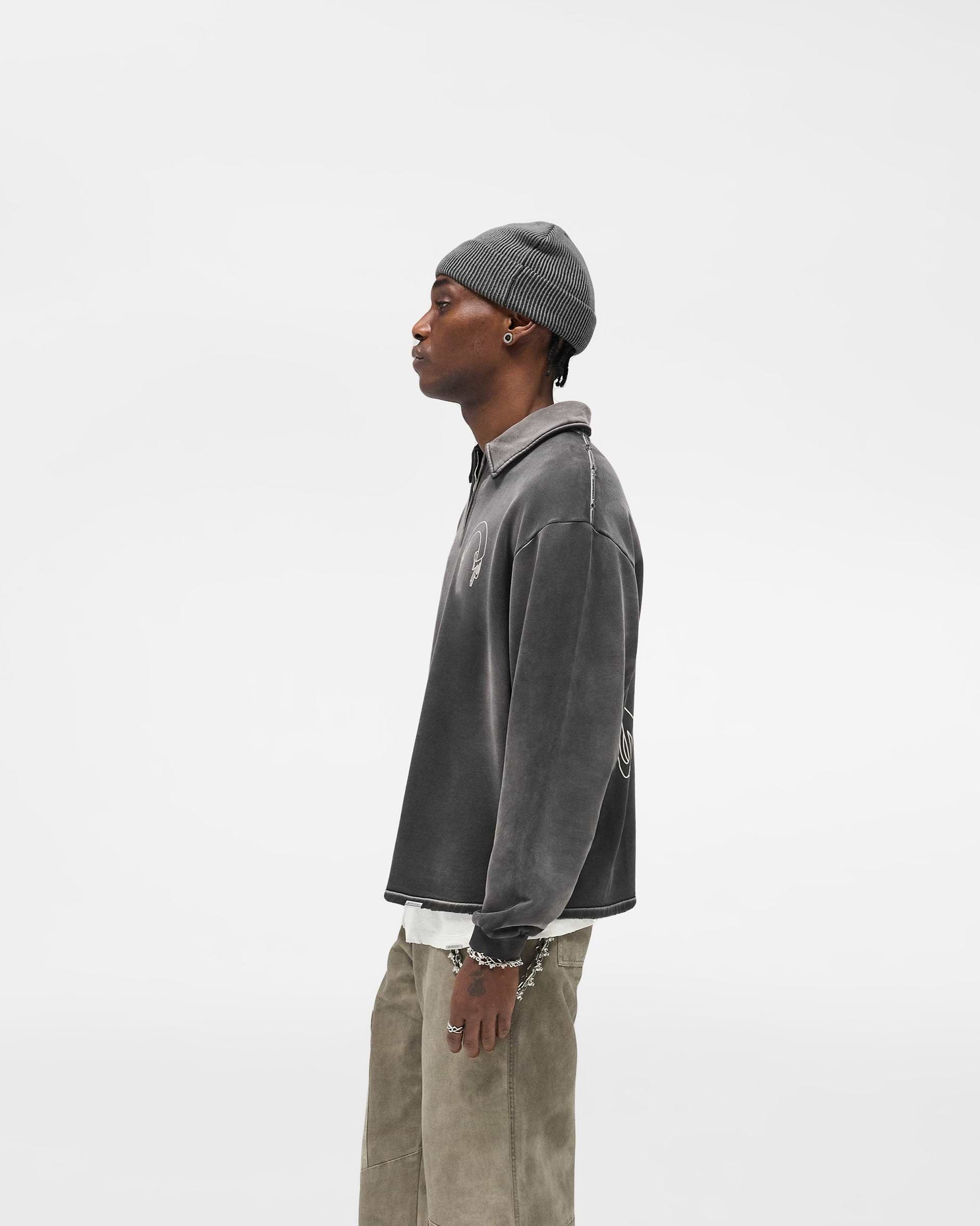 Represent Banner Quarter Zip Sweatshirt - Stained Black