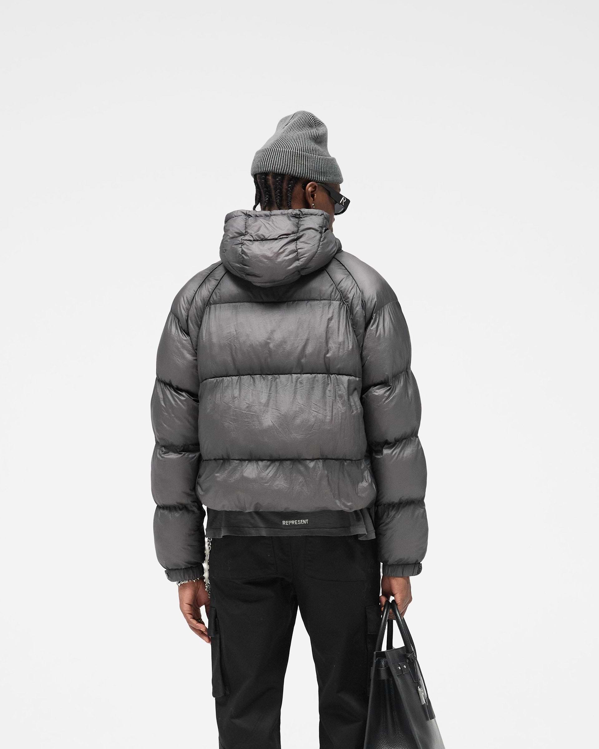 Translucent Hooded Puffer - Washed Black