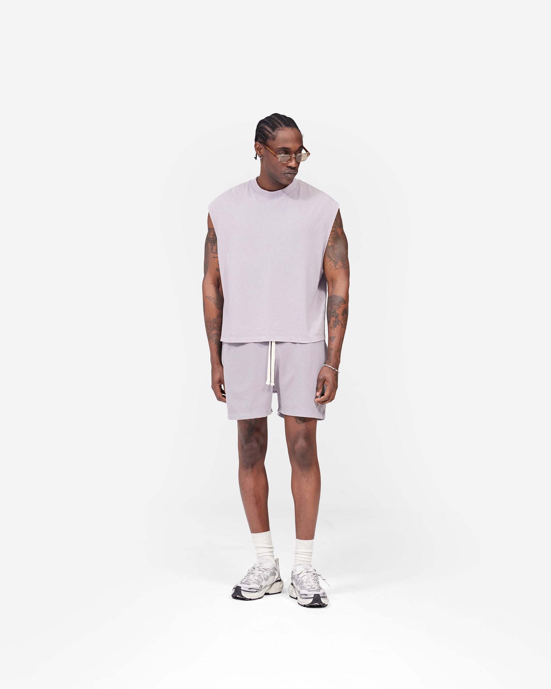 Initial Waffle Shorts- Mist