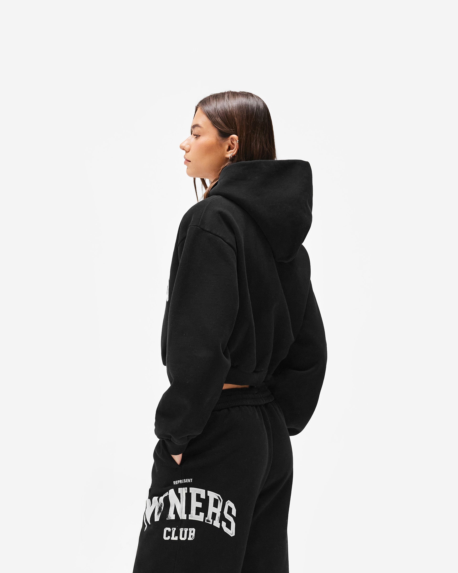 Represent Owners Club Zip Through Hoodie - Jet Black