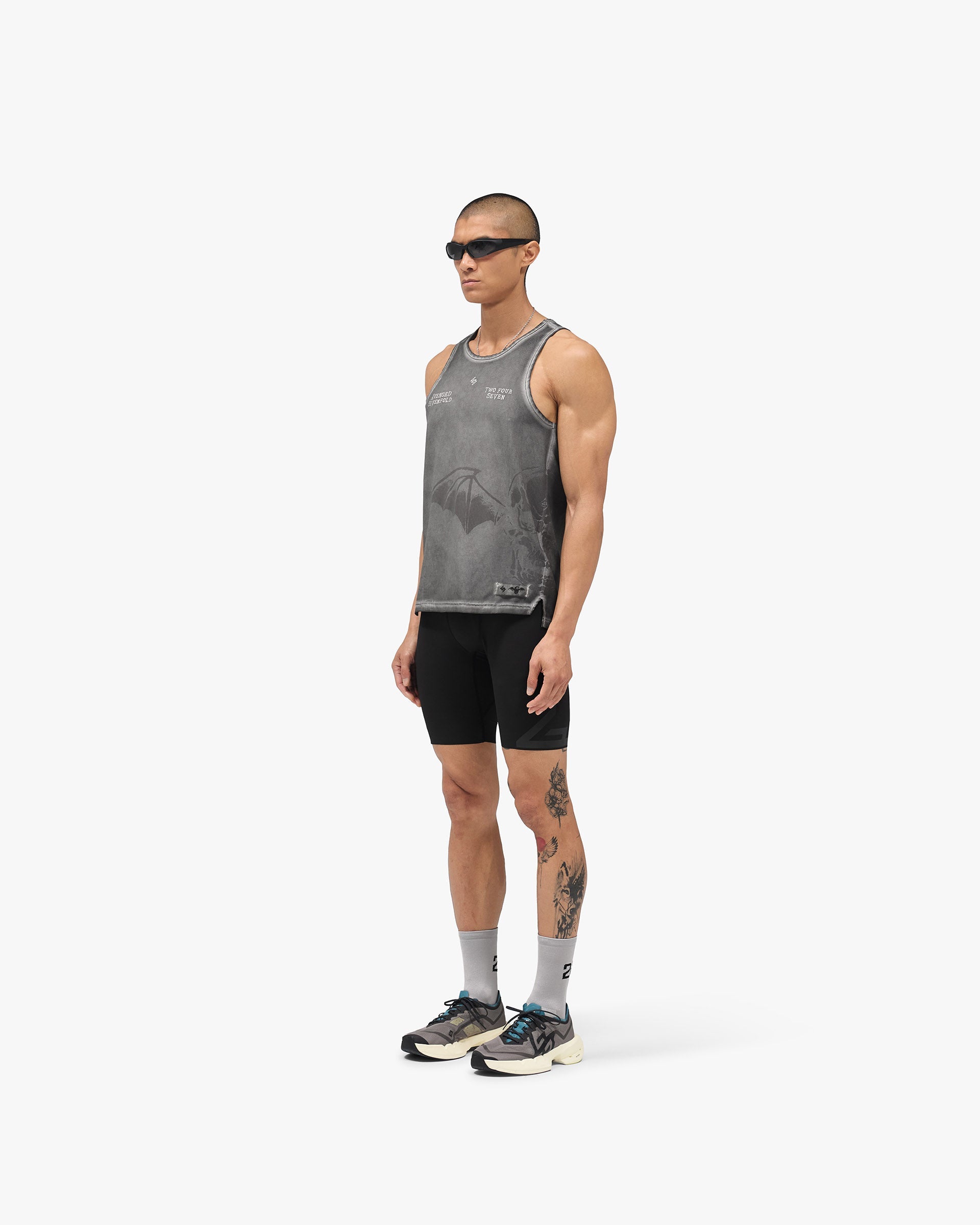 247 x Avenged Sevenfold Death Bat Singlet - Washed Grey