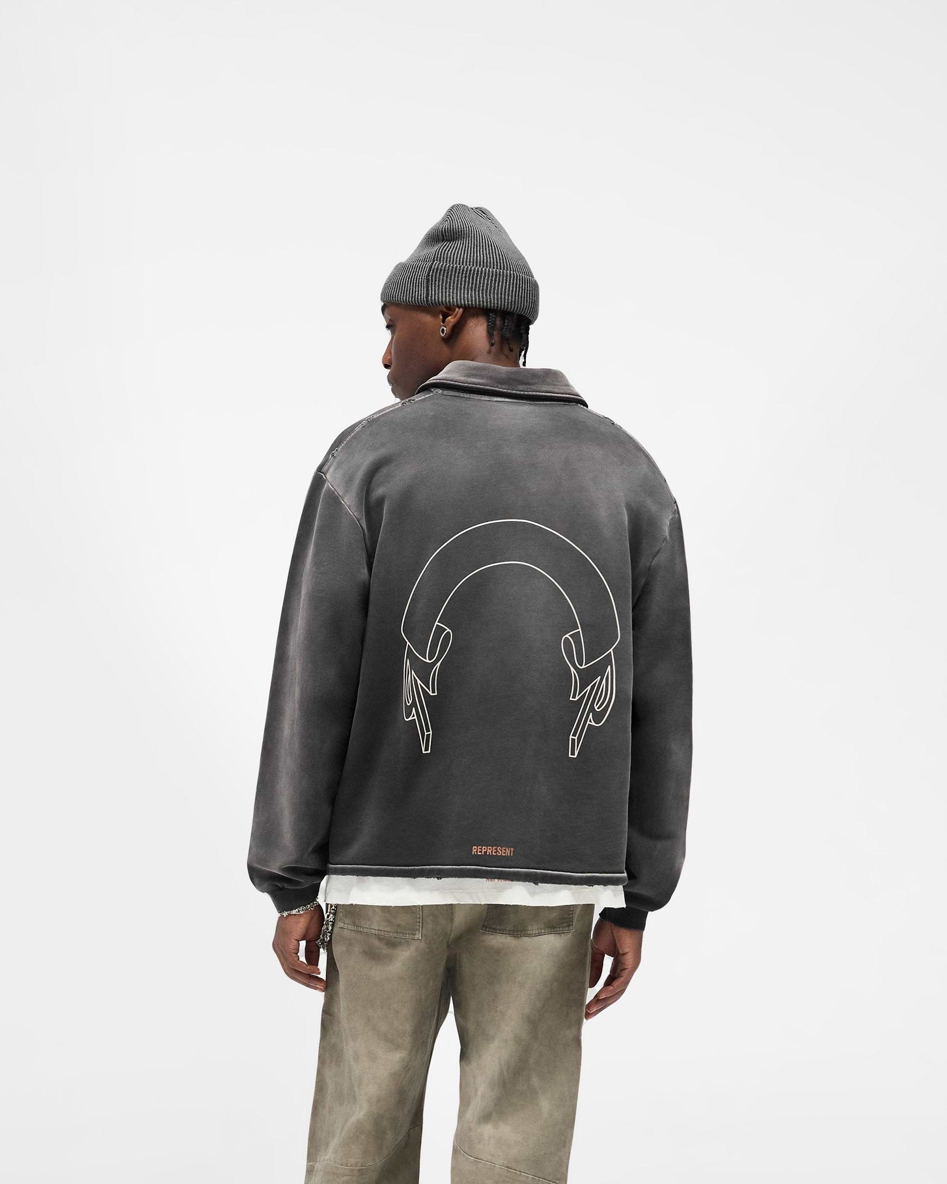 Represent Banner Quarter Zip Sweatshirt - Stained Black
