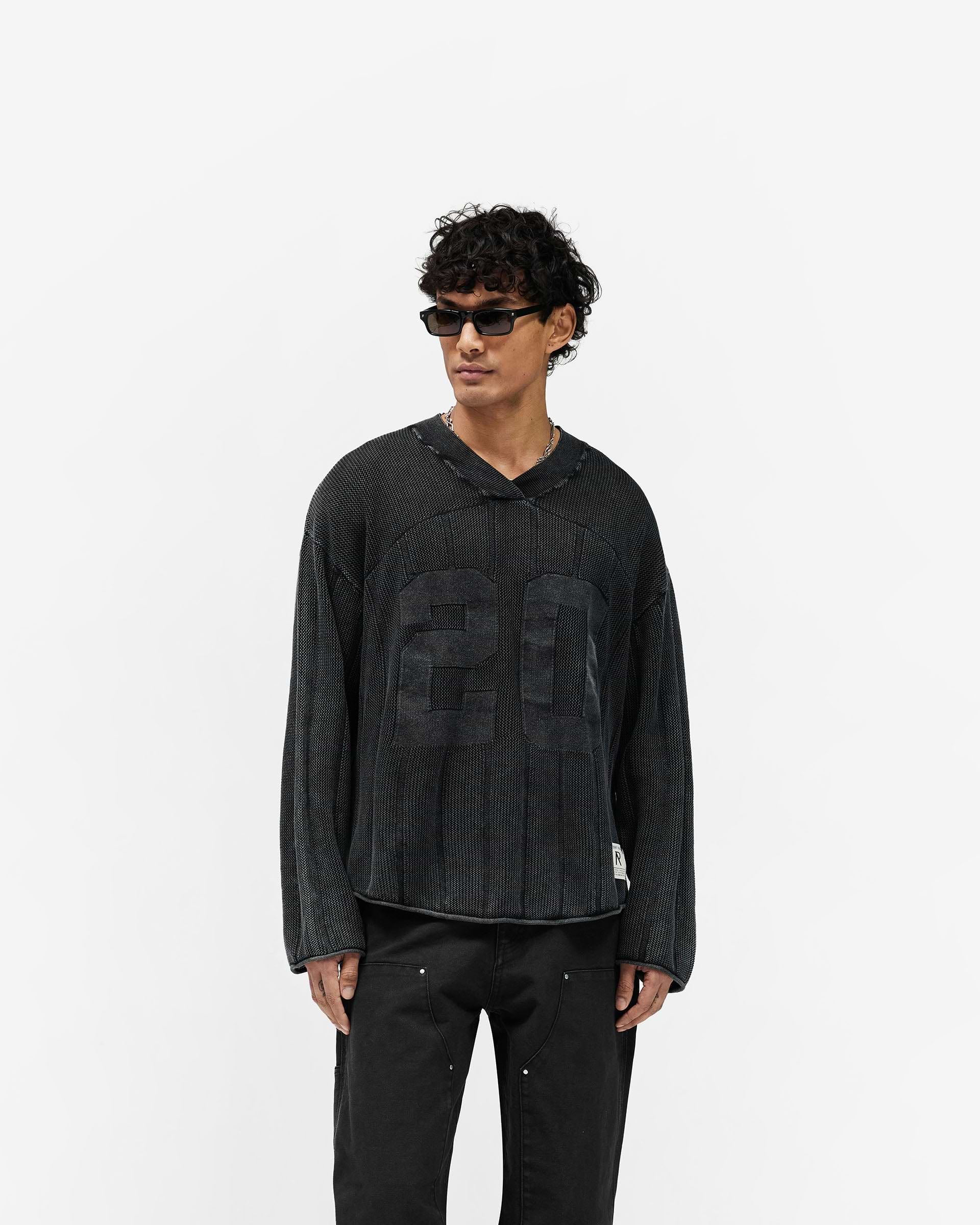 Knitted Varsity Long Sleeve Jersey - Vintage Grey