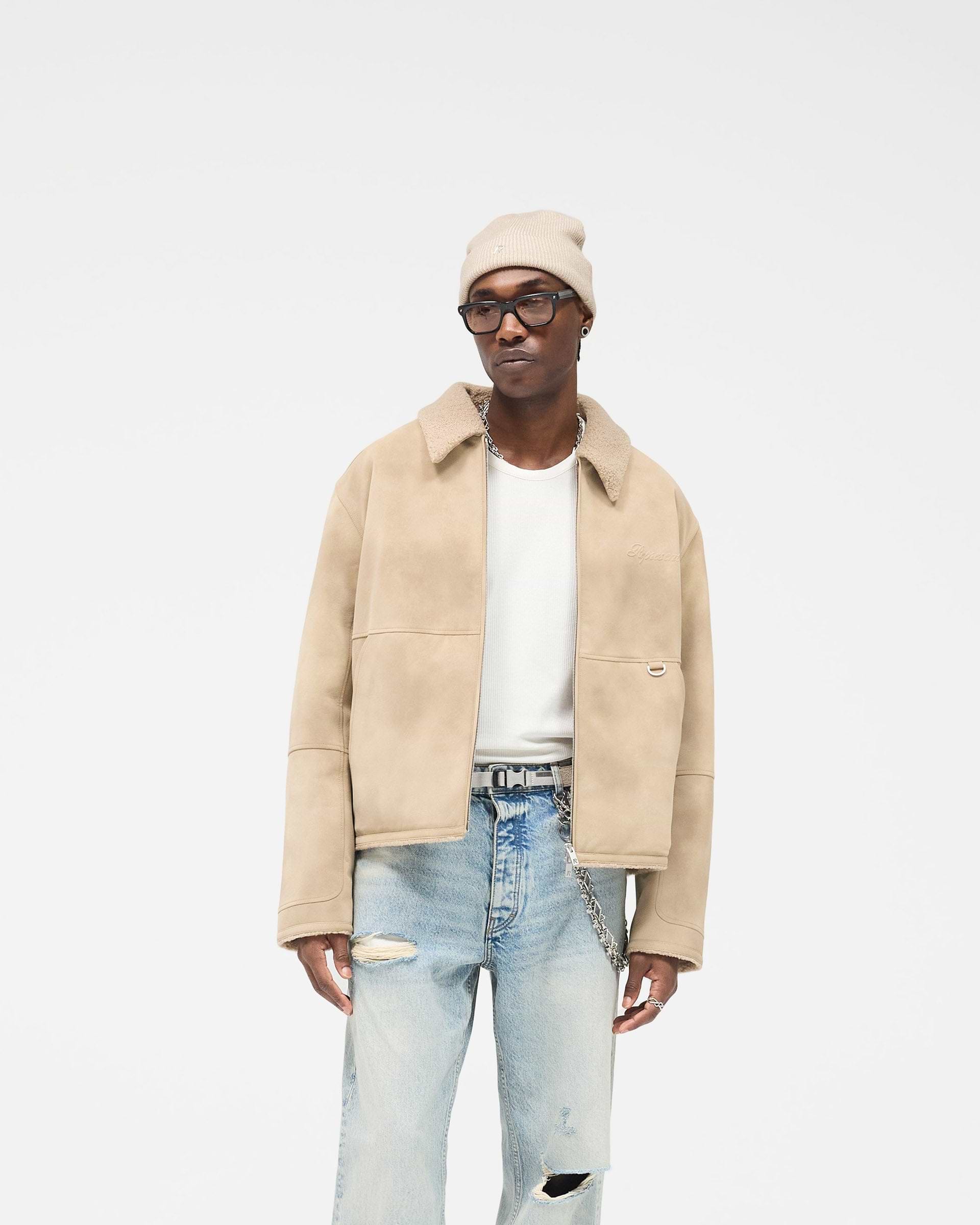Faux Shearling Jacket - Cafe
