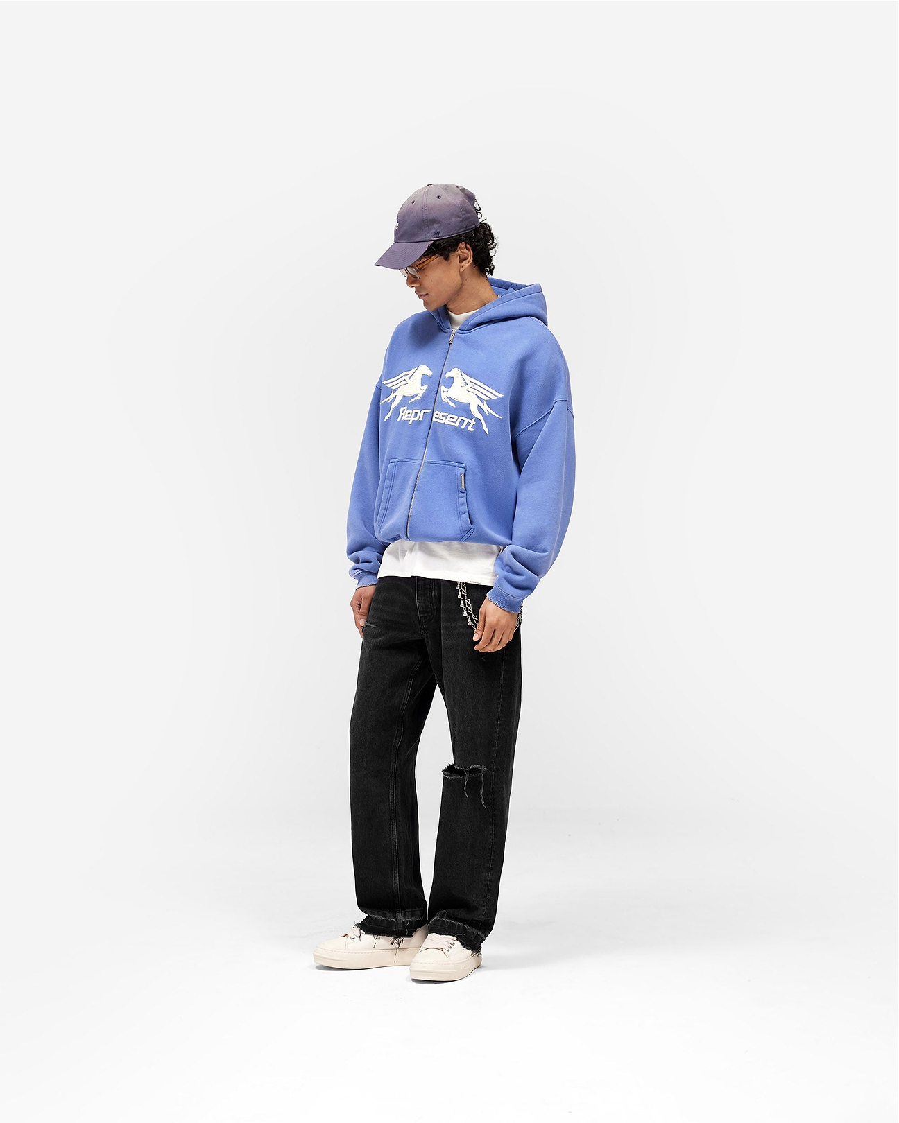 Pegasus Zip Through Hoodie Indigo | Cotton Hoodies | REPRESENT