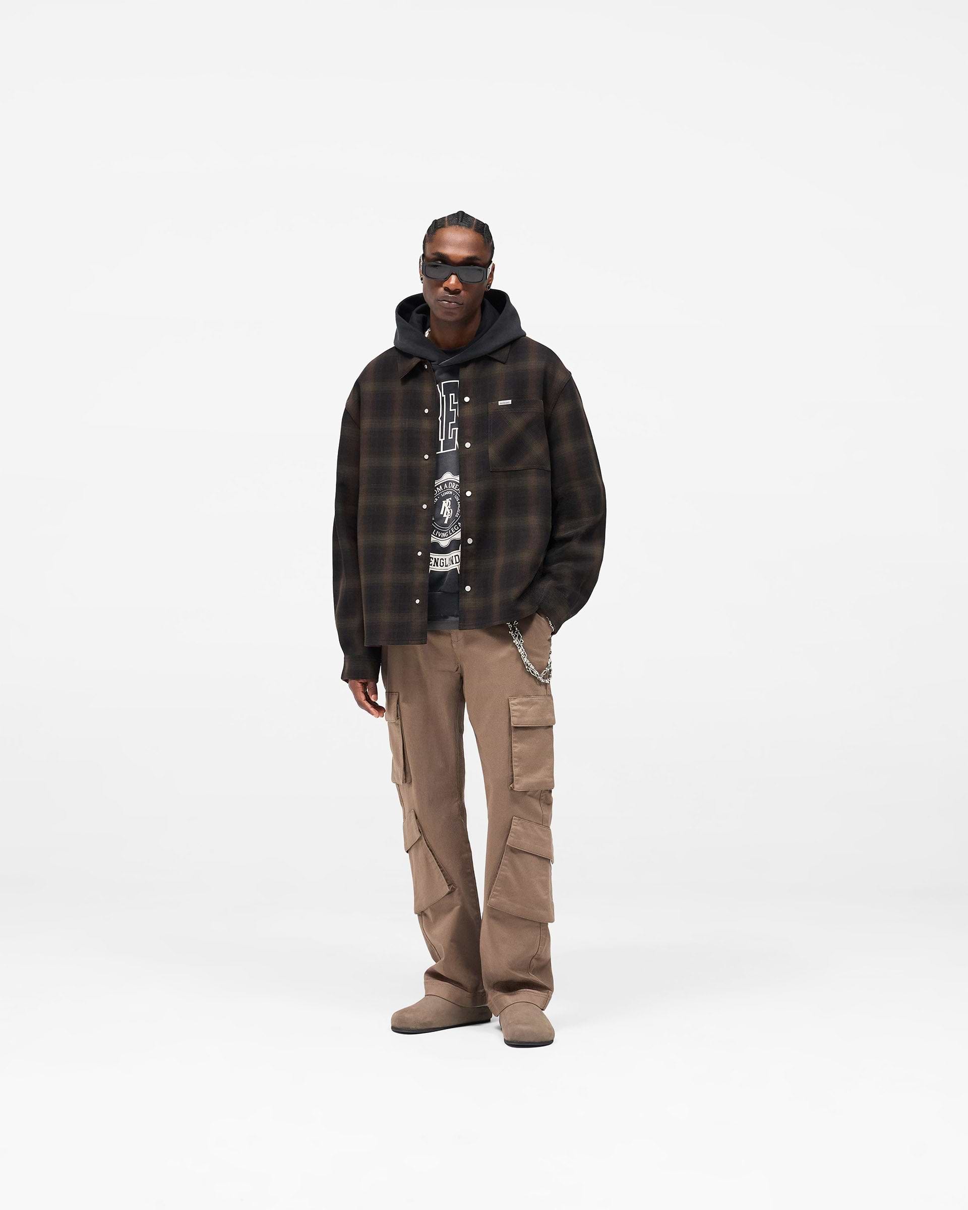 Bonded Reversible Check Shirt - Nero