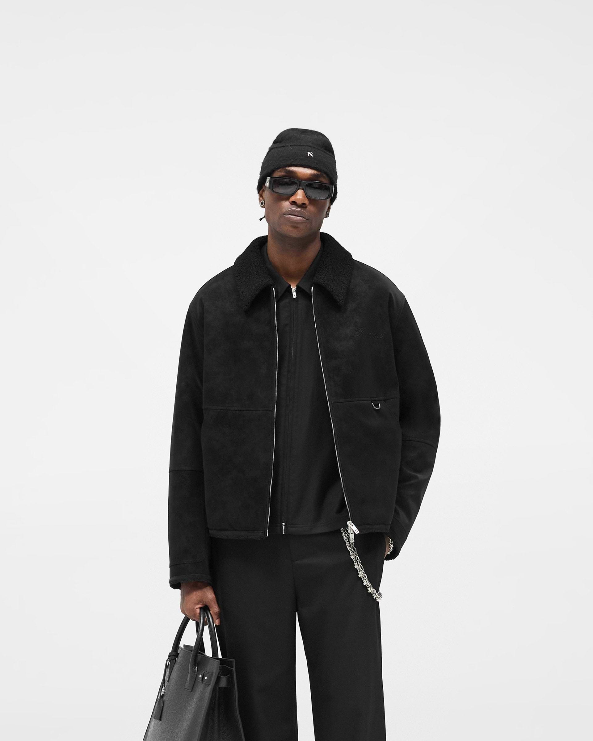 Faux Shearling Jacket - Jet Black