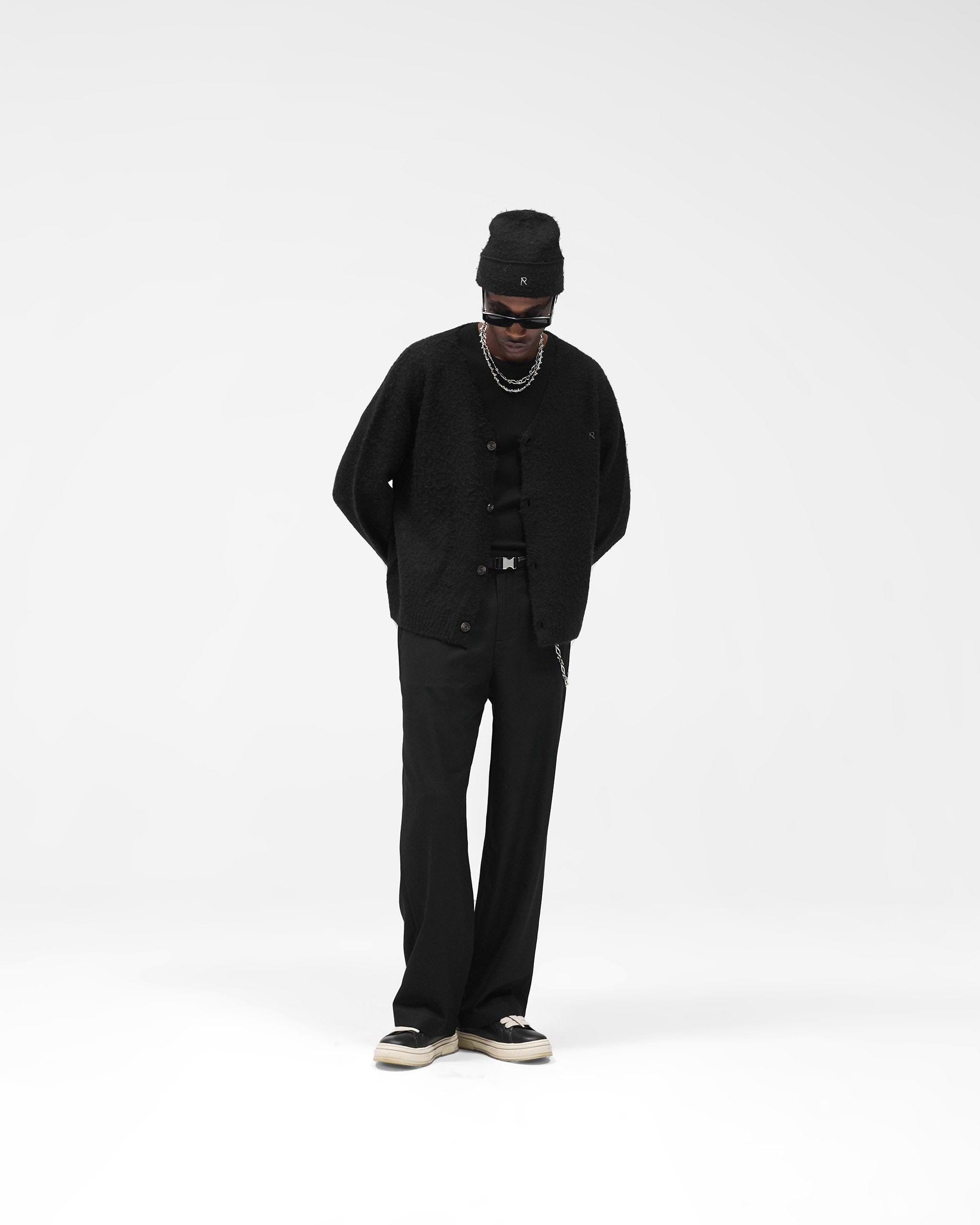 Textured Knit Cardigan - Jet Black