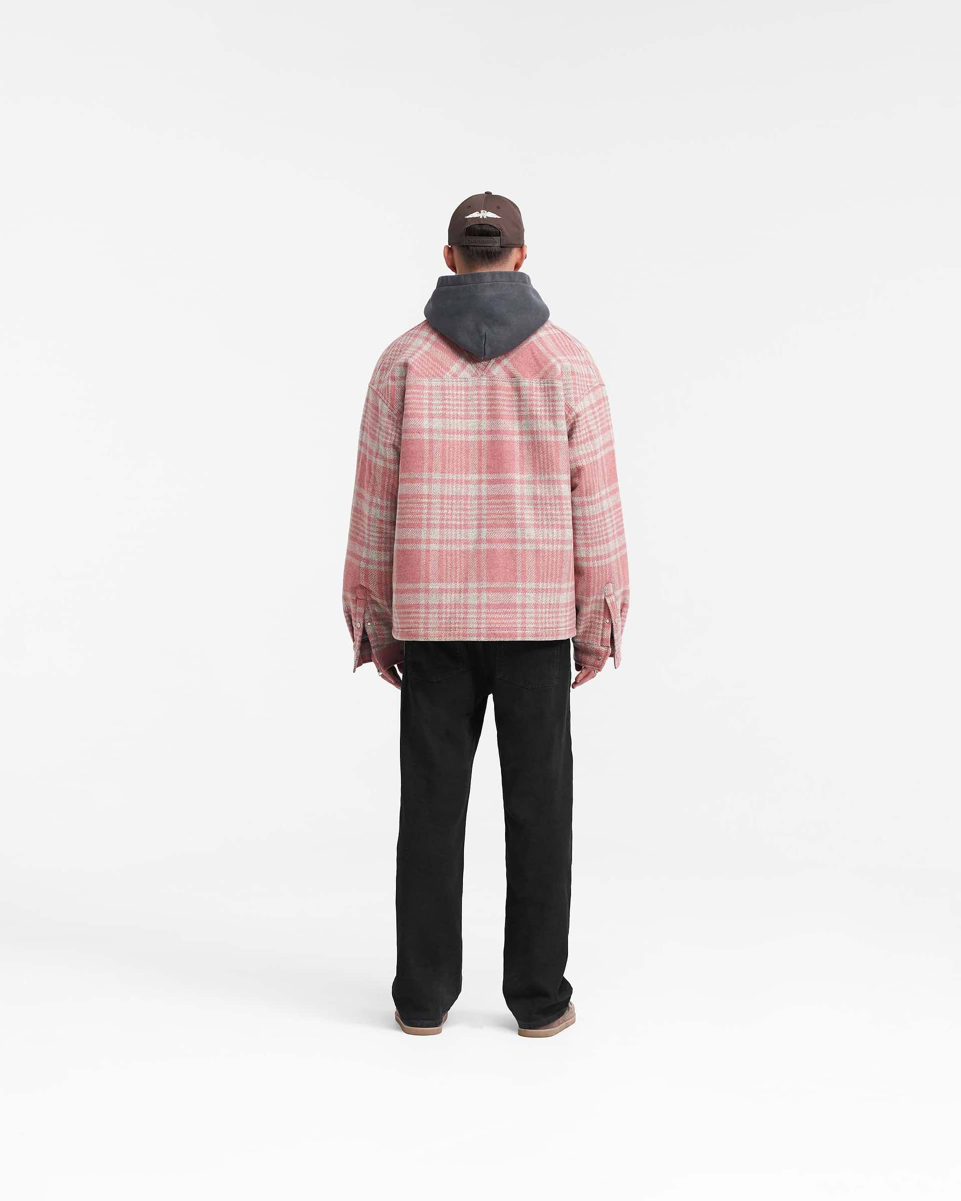 Quilted Flannel Shirt - Rosa Grau Kariert