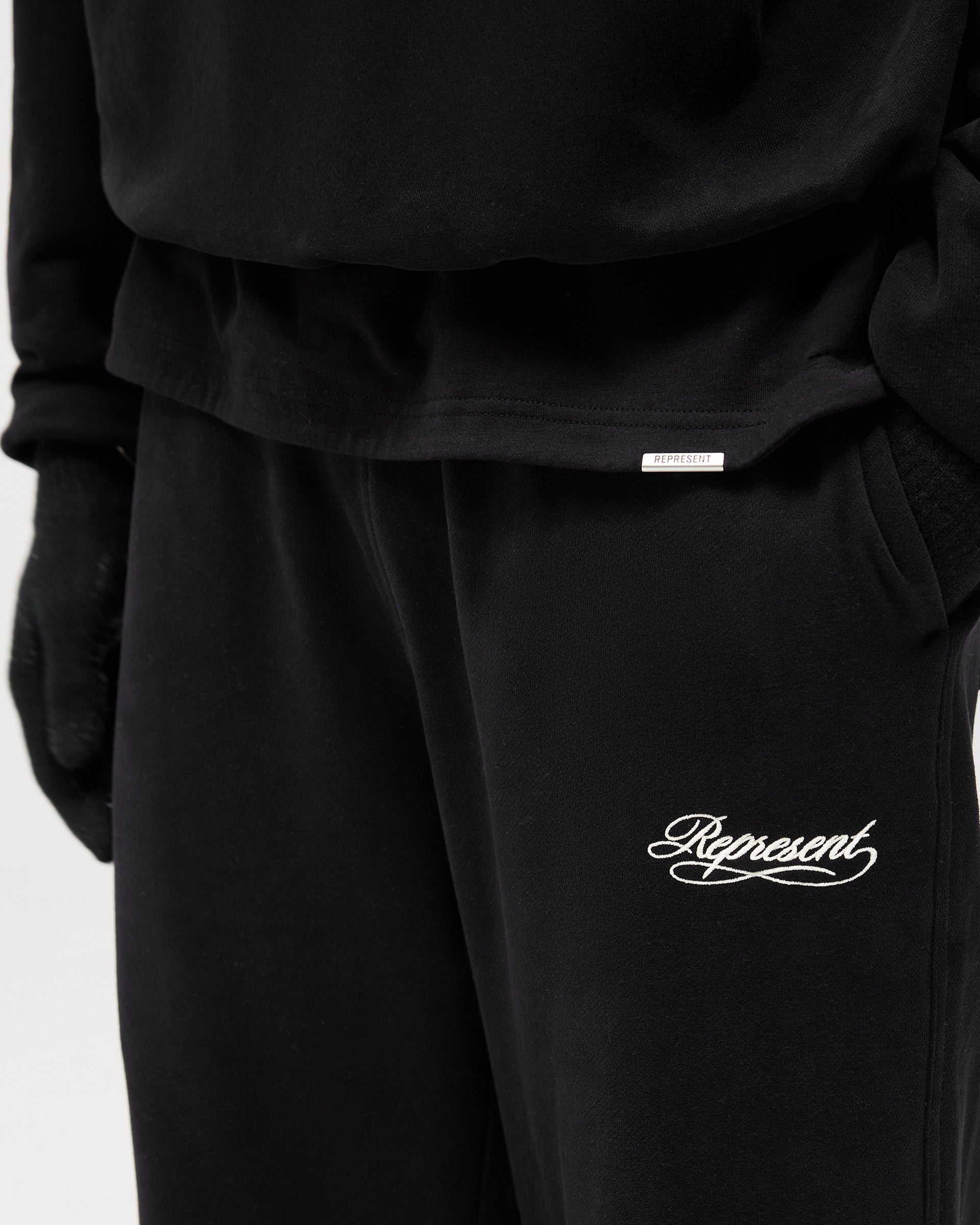 Dual Layer Script Sweatpants - Jet Black