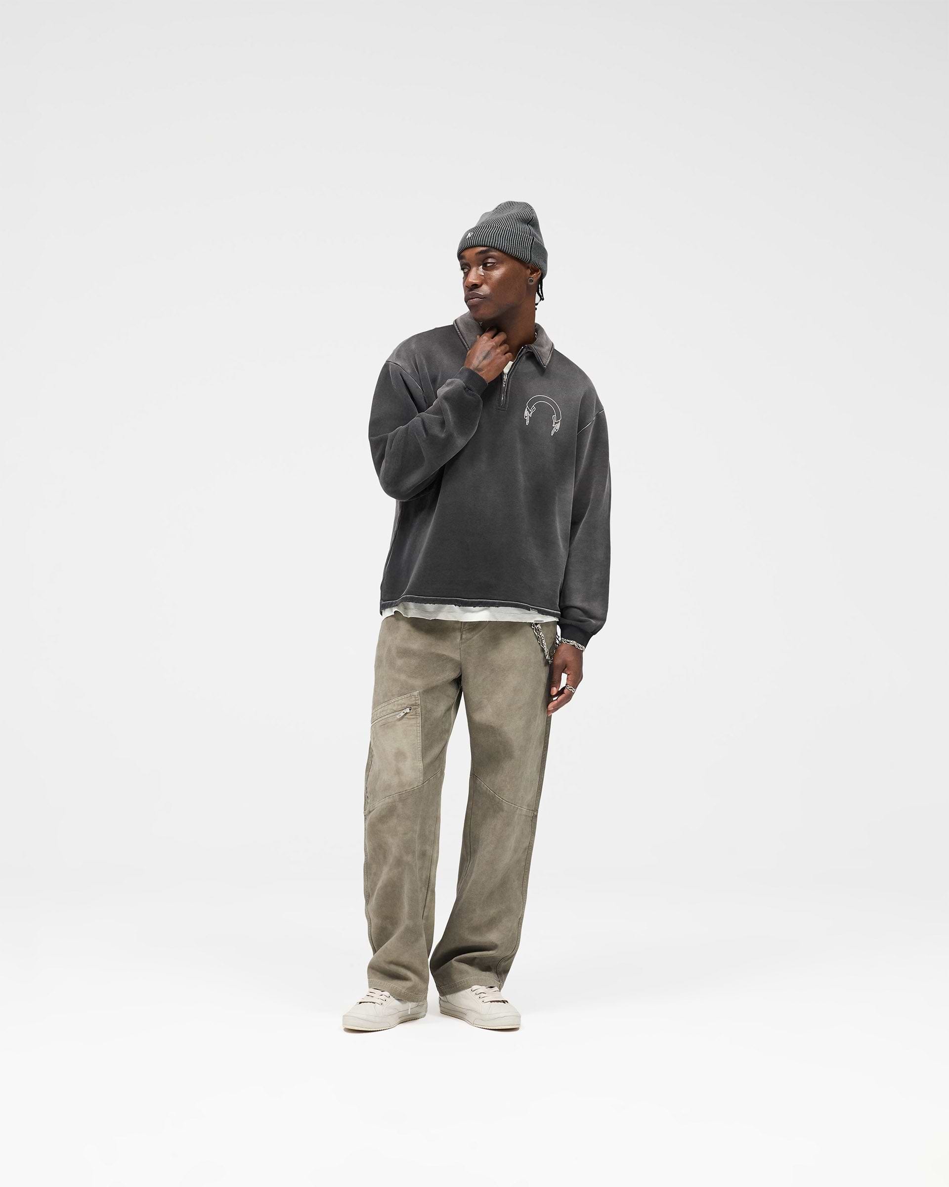 Represent Banner Quarter Zip Sweatshirt - Stained Black