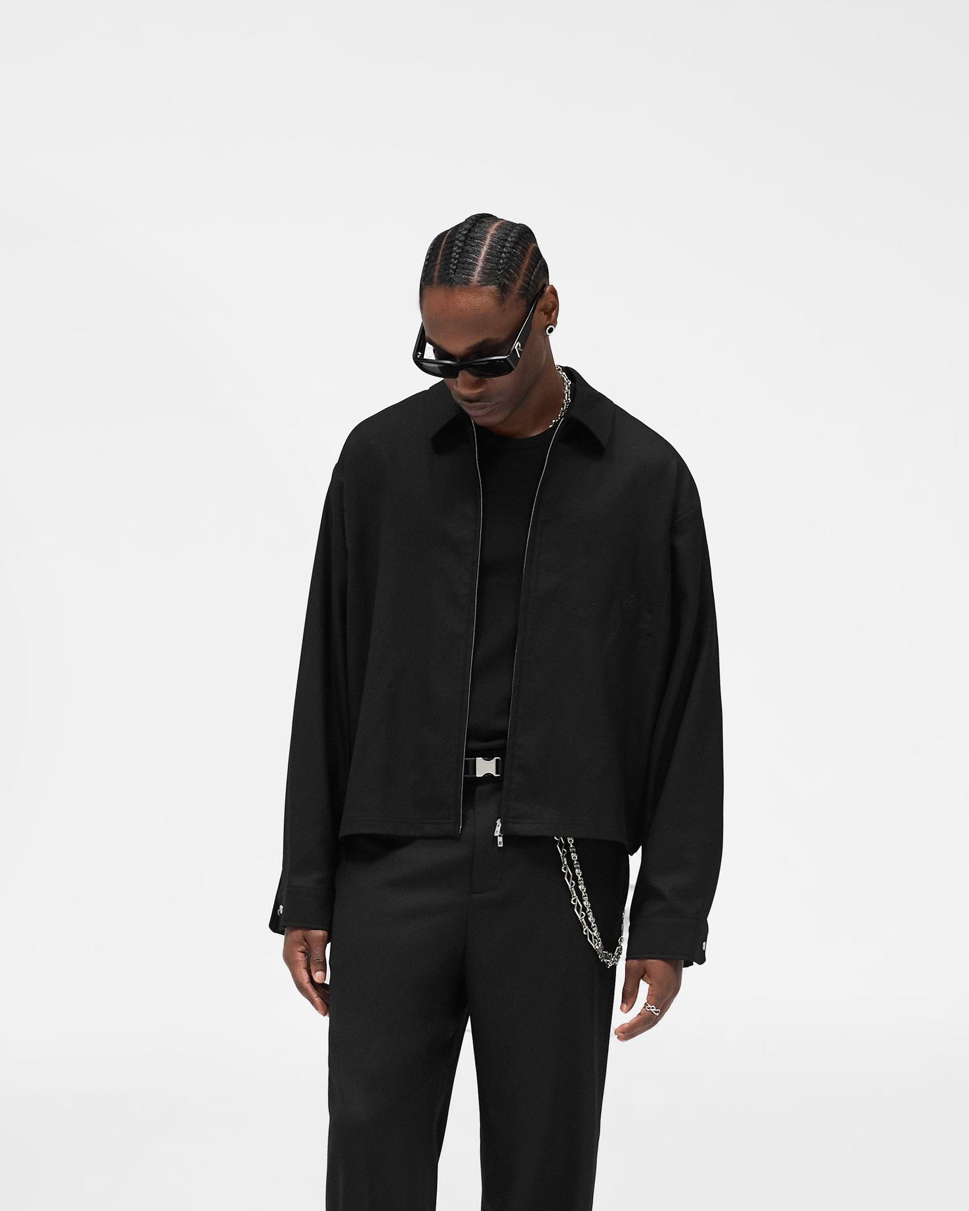 Zip Up Wool Overshirt - Jet Black