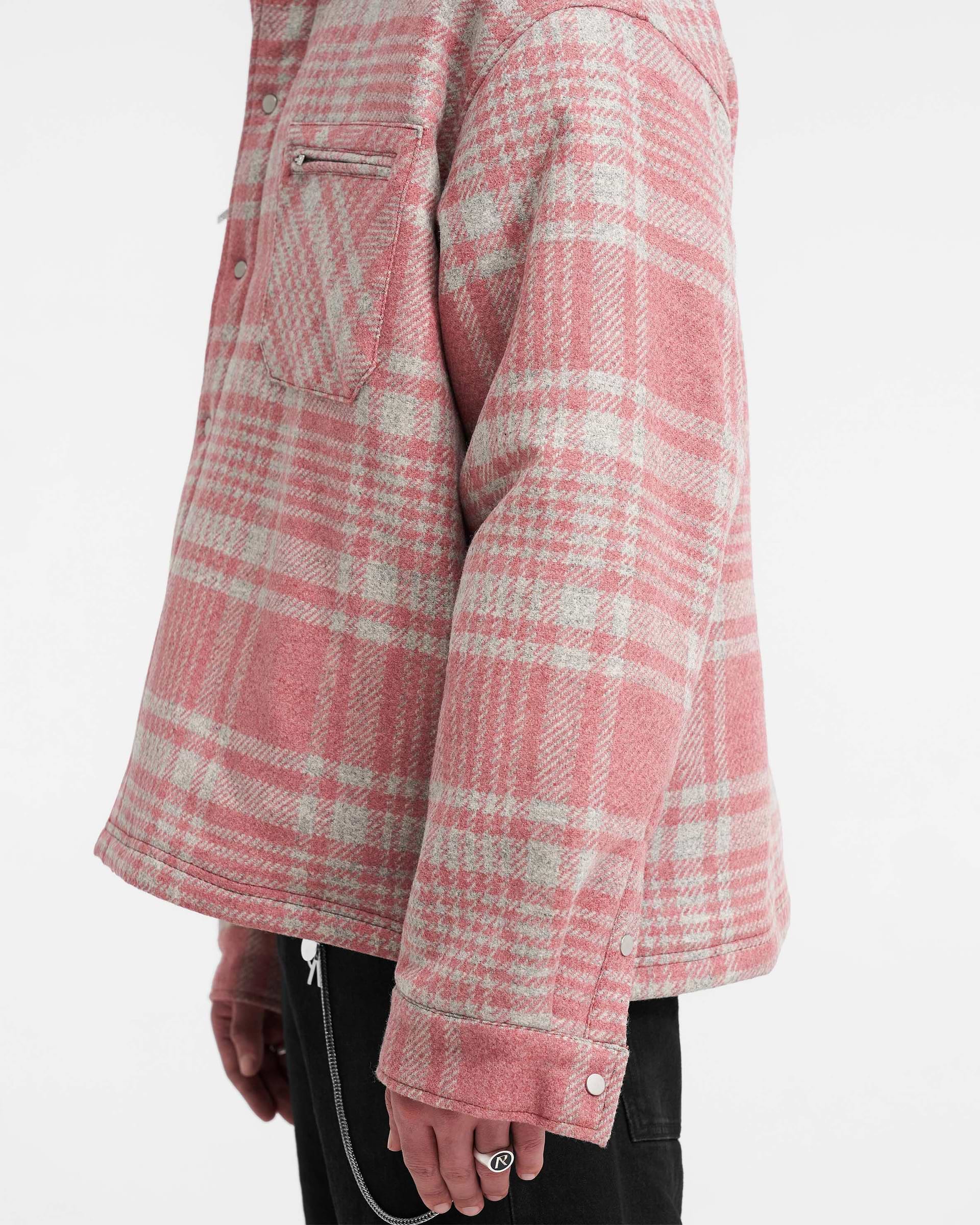 Quilted Flannel Shirt - Rosa Grau Kariert