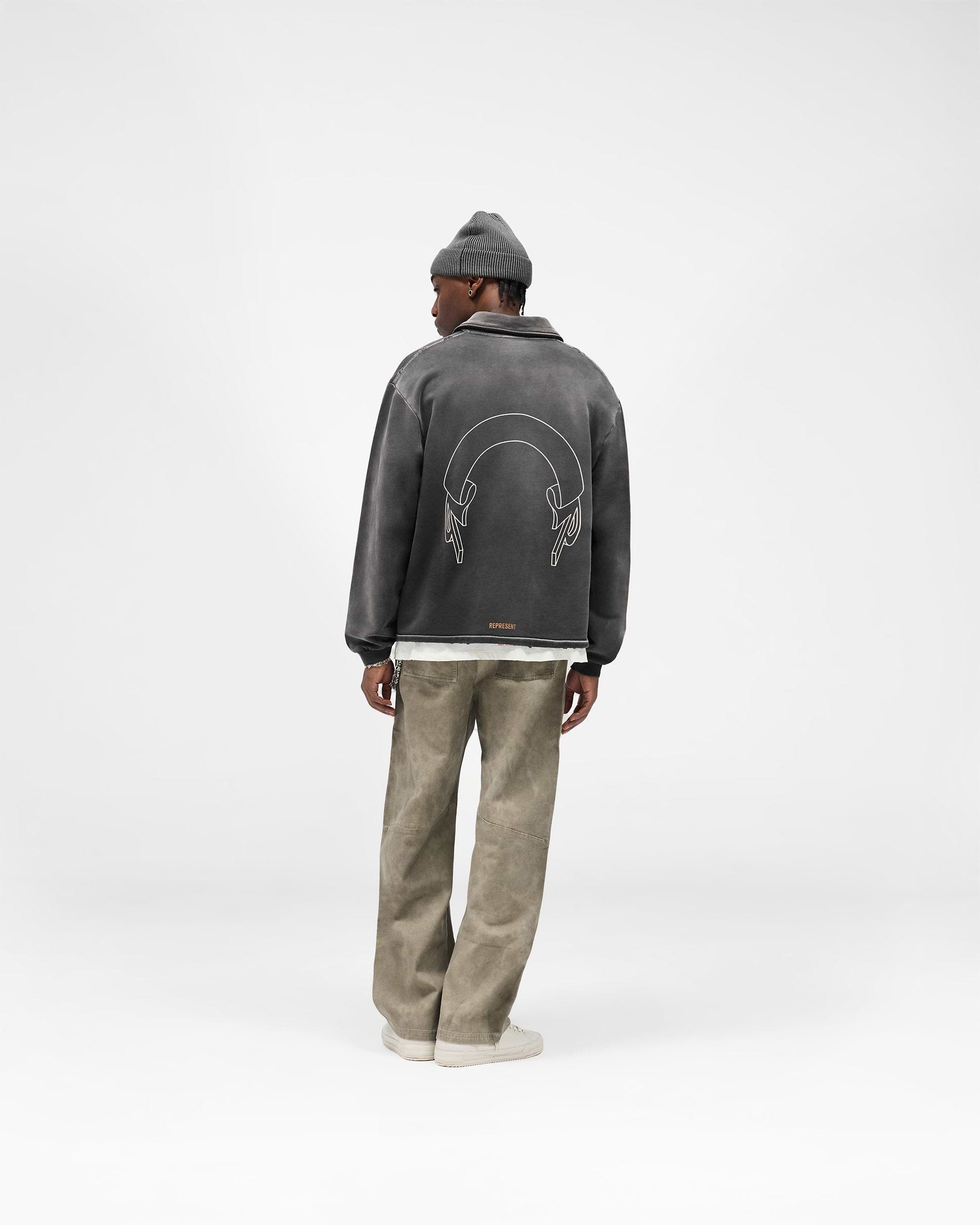 Represent Banner Quarter Zip Sweatshirt - Stained Black