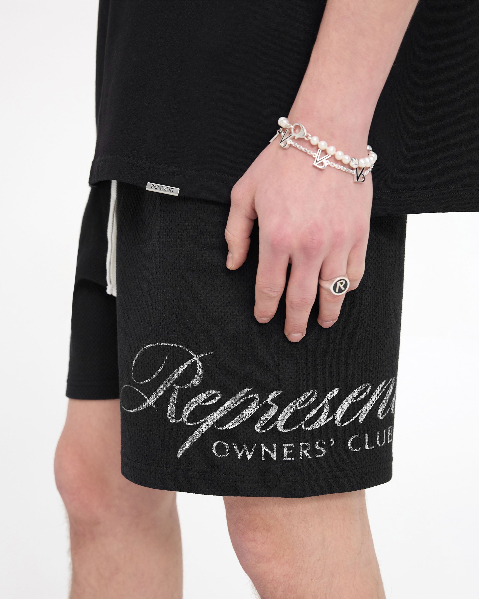 Represent Owners Club Script Mesh Shorts - Negro