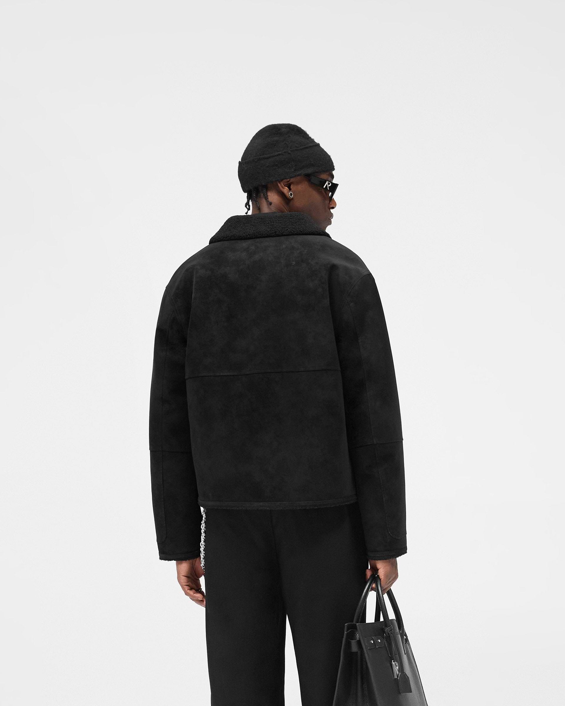 Faux Shearling Jacket - Jet Black