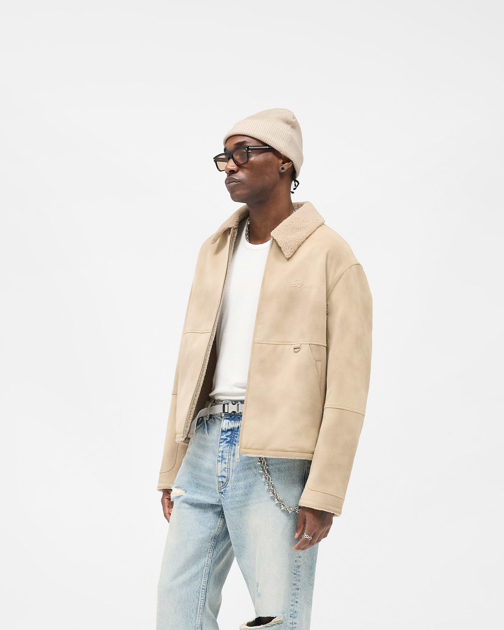 Faux Shearling Jacket - Cafe