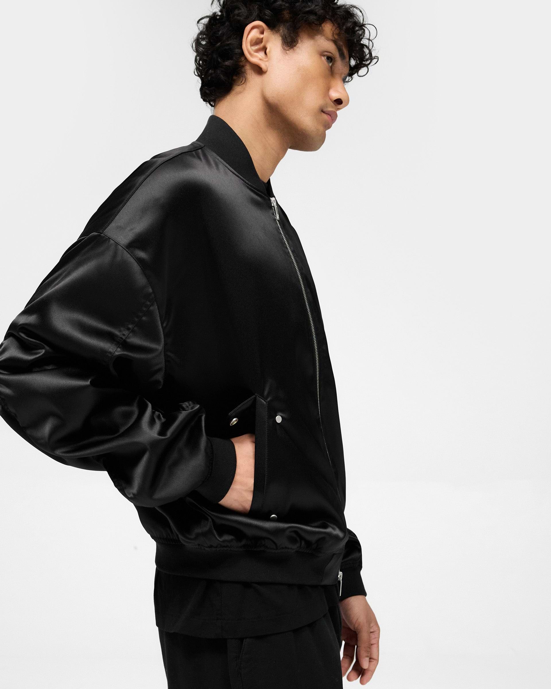 Satin Bomber - Noir